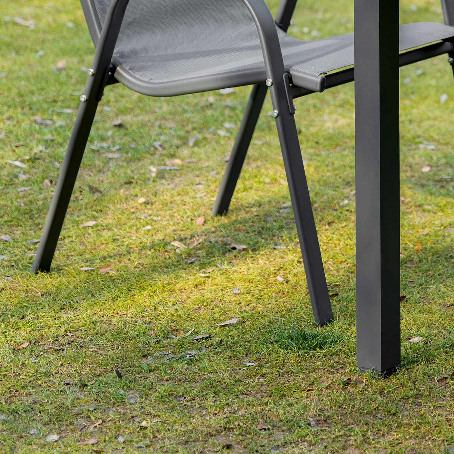 Stapelbara trädgårdsstolar, metallnät, set med 2, grå