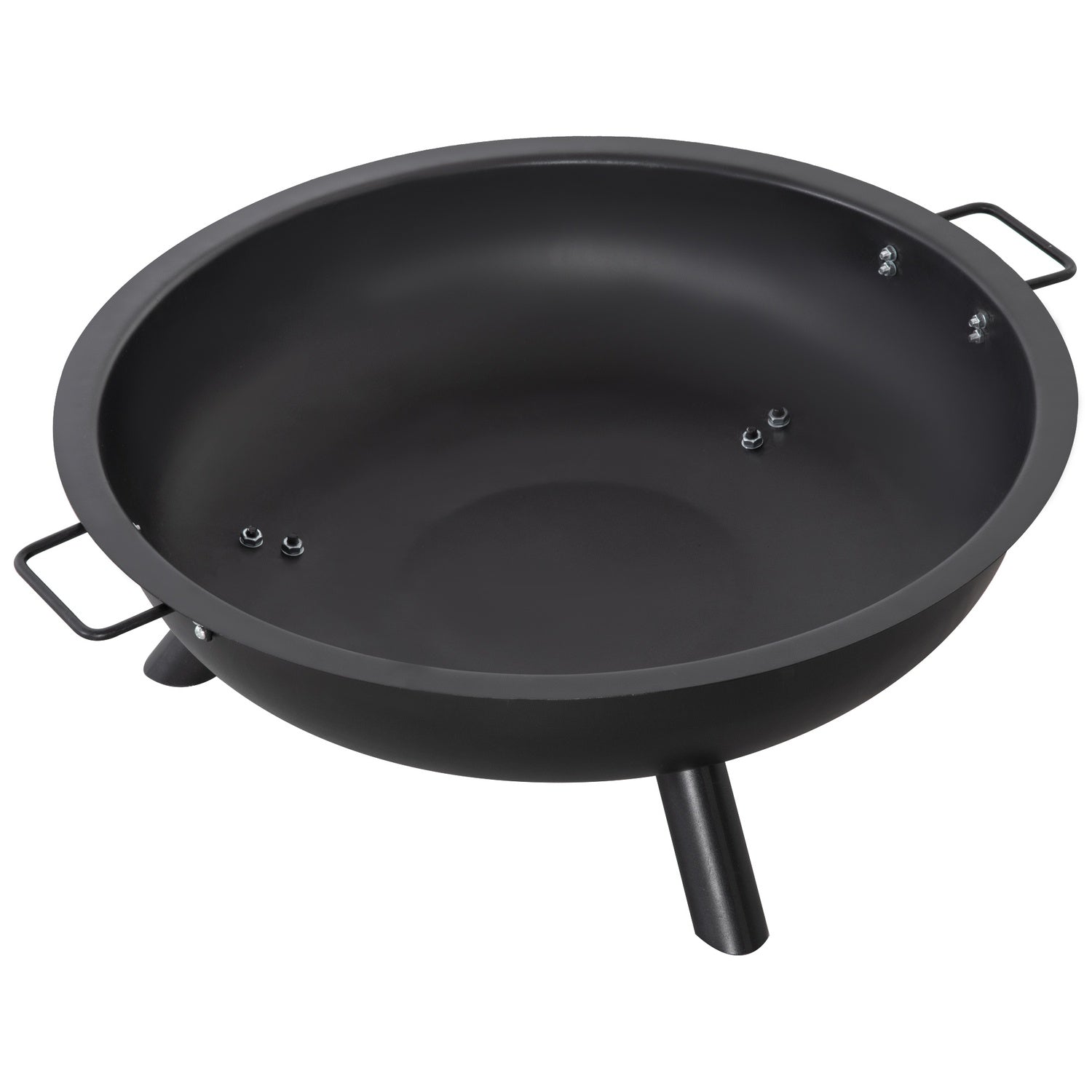 Steel Fire Pit Bowl med Poker – Rund, Svart, 79cm