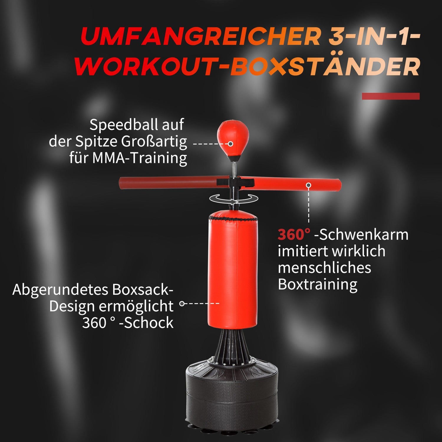Stående boxningssäck med tillbehör, justerbar höjd