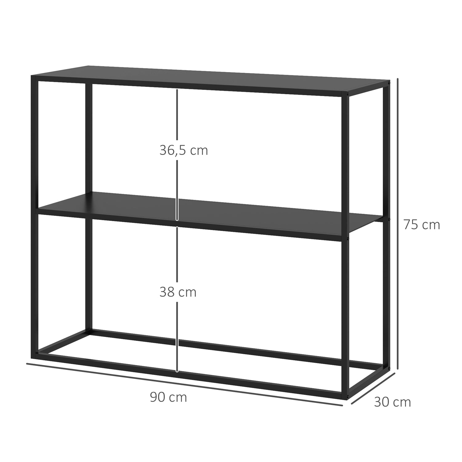 Stålkonsolbord, 2-våningsdesign, 90x30x75 cm