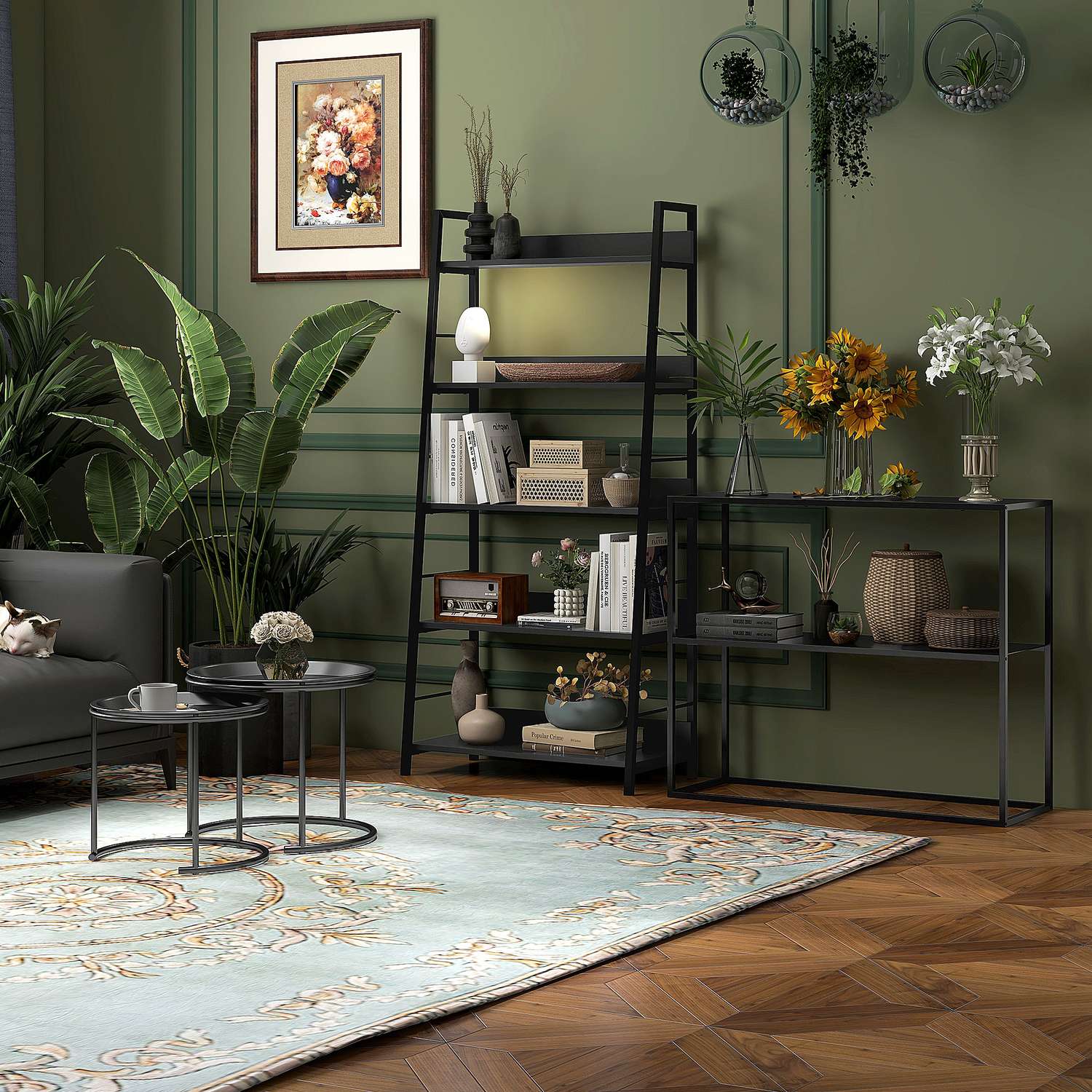 Stålkonsolbord, 2-våningsdesign, 90x30x75 cm
