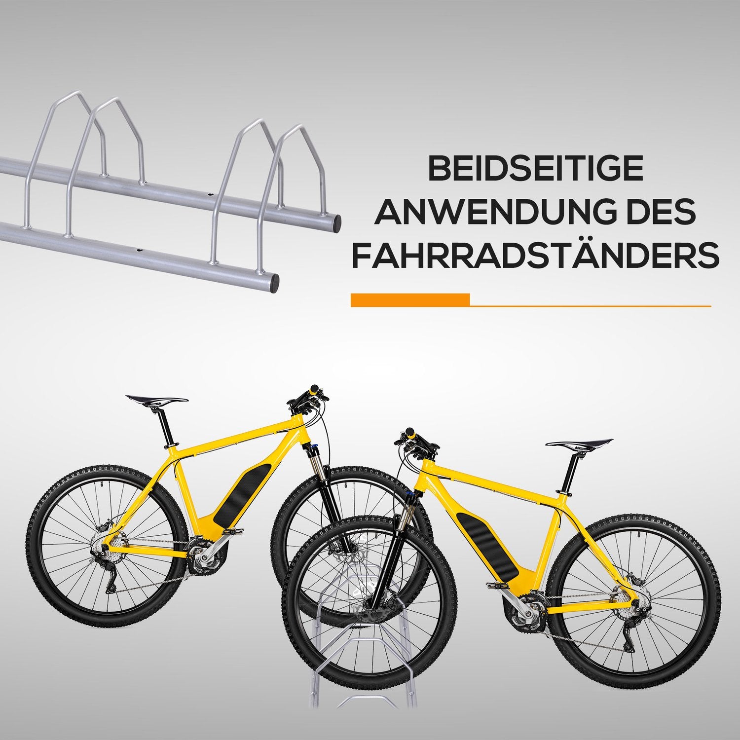 Stålställ för 4 cyklar, golv- och väggfäste, silverfinish