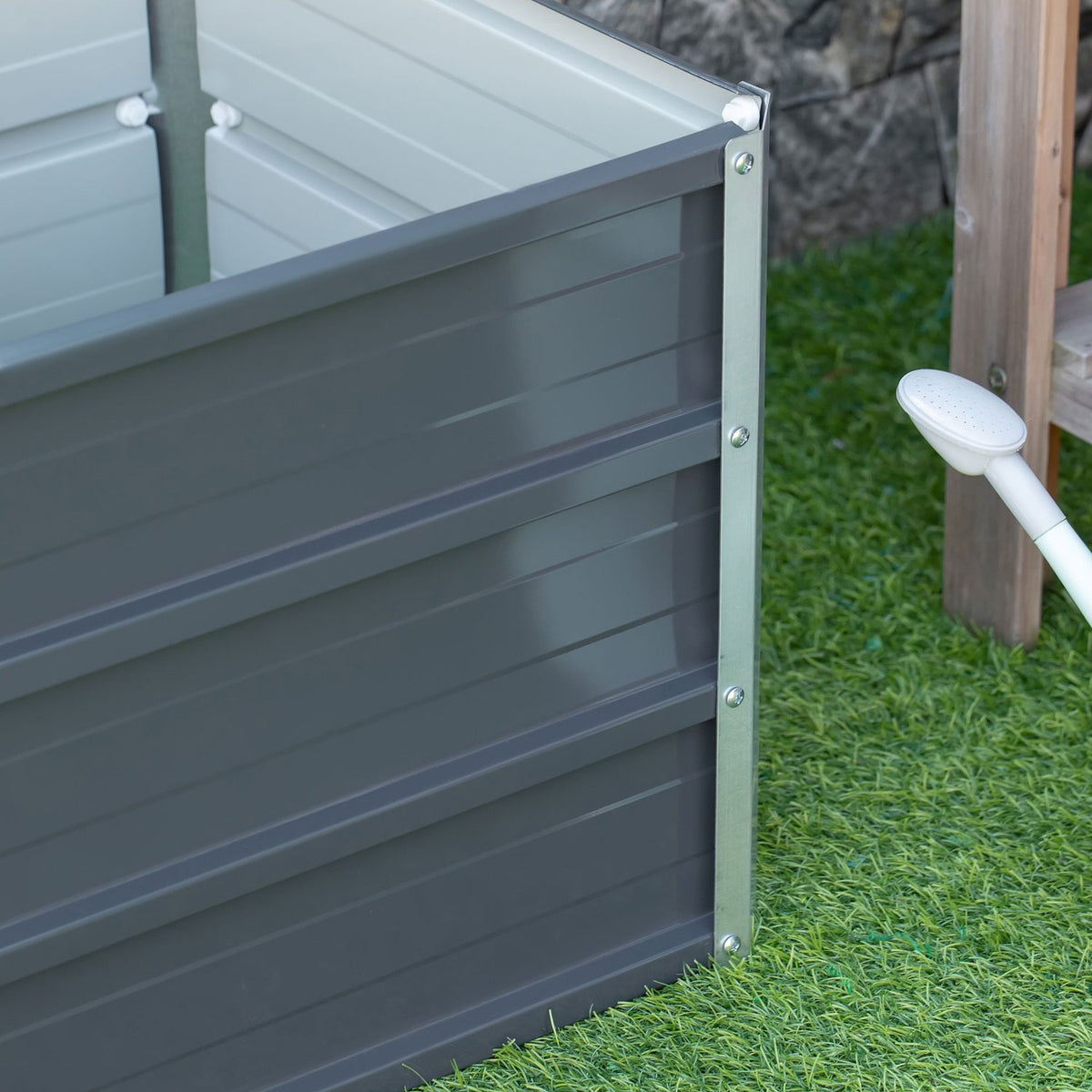 Jardinière surélevée en acier avec gants, gris foncé