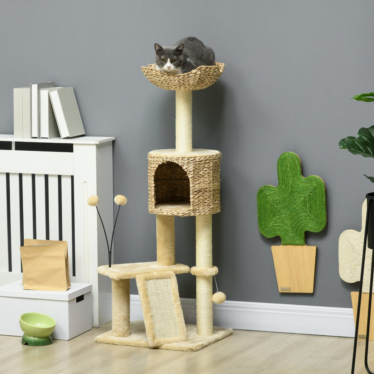 Grosse Cat Sisal-Kratzsäule mit Höhle und Spielball