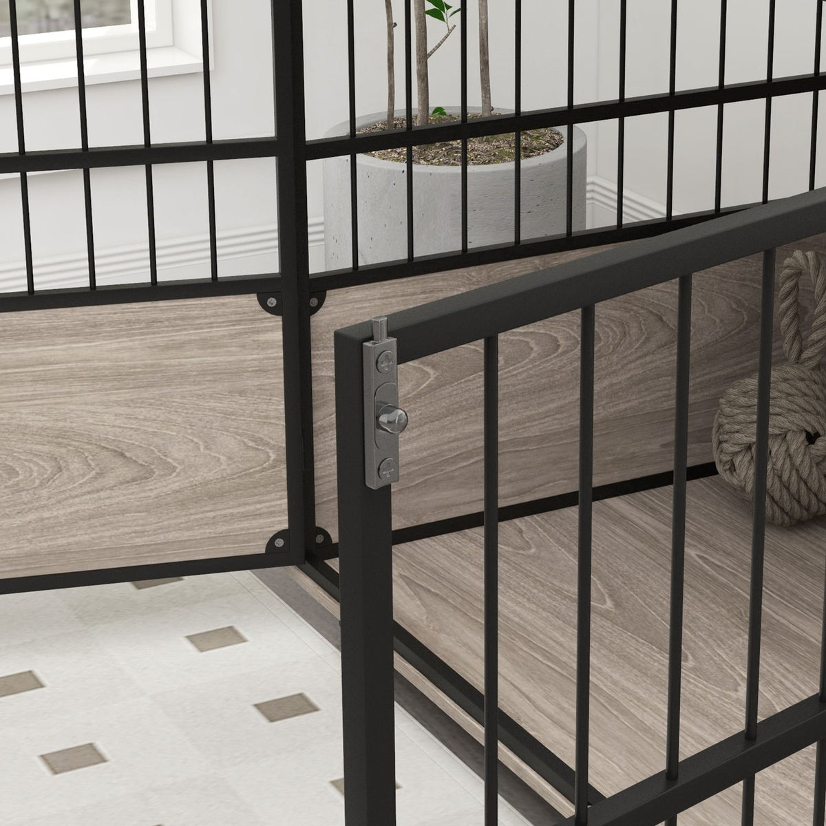 Grande niche pour chien, cage antidérapante, noyer, 100x60x68cm
