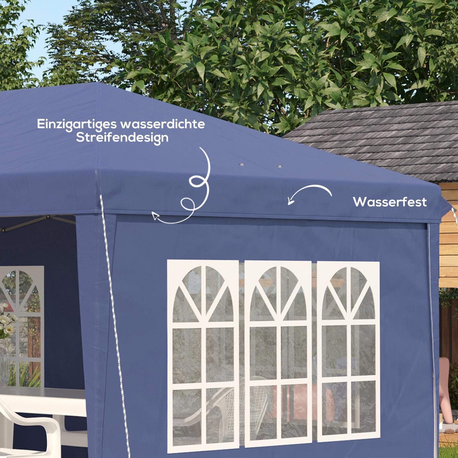 Stort pop-up partytält med UV-skydd, blått, 2,95 x 5,85 m