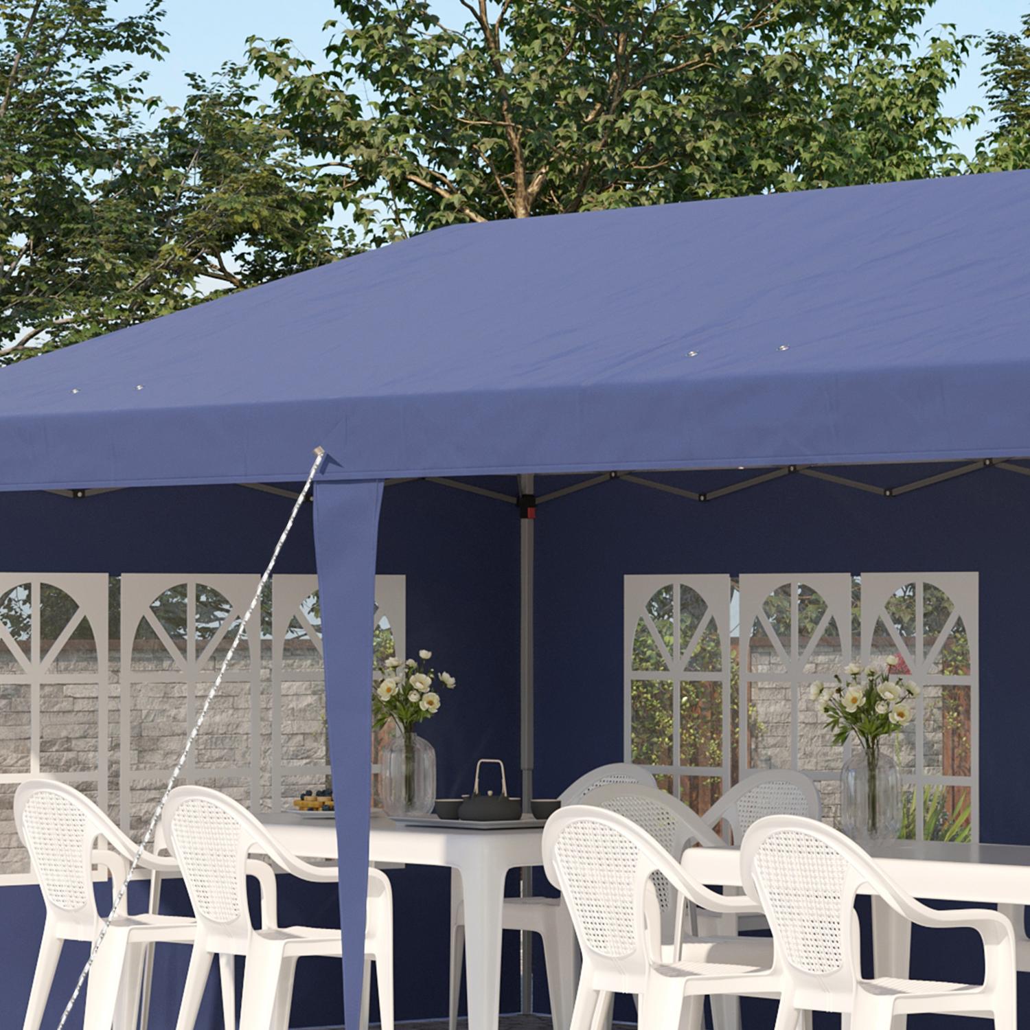 Stort pop-up partytält med UV-skydd, blått, 2,95 x 5,85 m