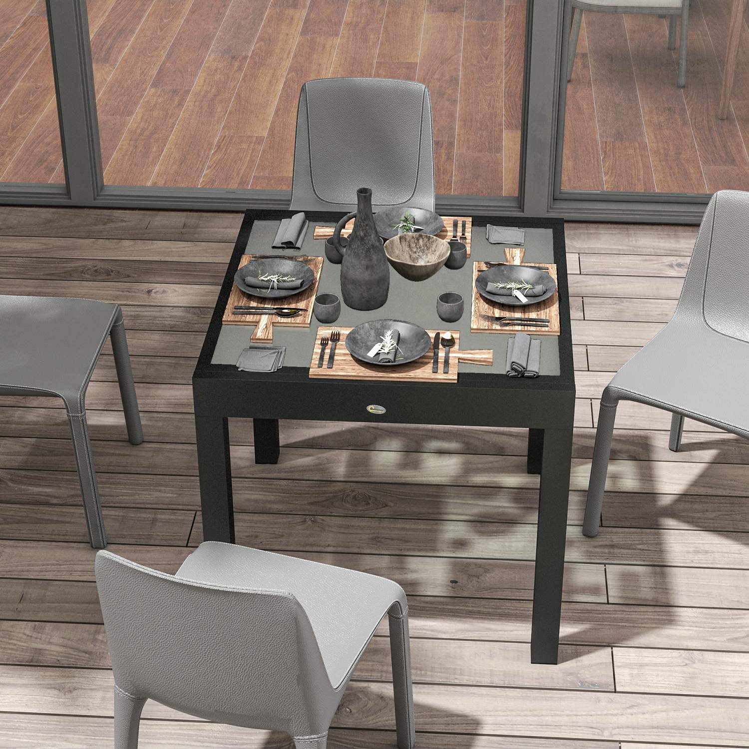 Stort trädgårdsbord utomhus – 160x80 cm, aluminiumstomme