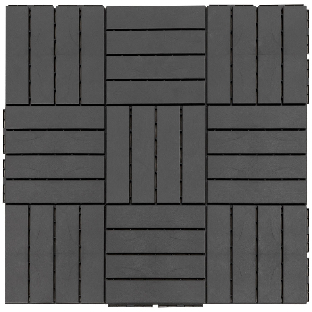 Dalles clipsables en plastique noir pour balcon & terrasse, lot de 9, 30x30 cm