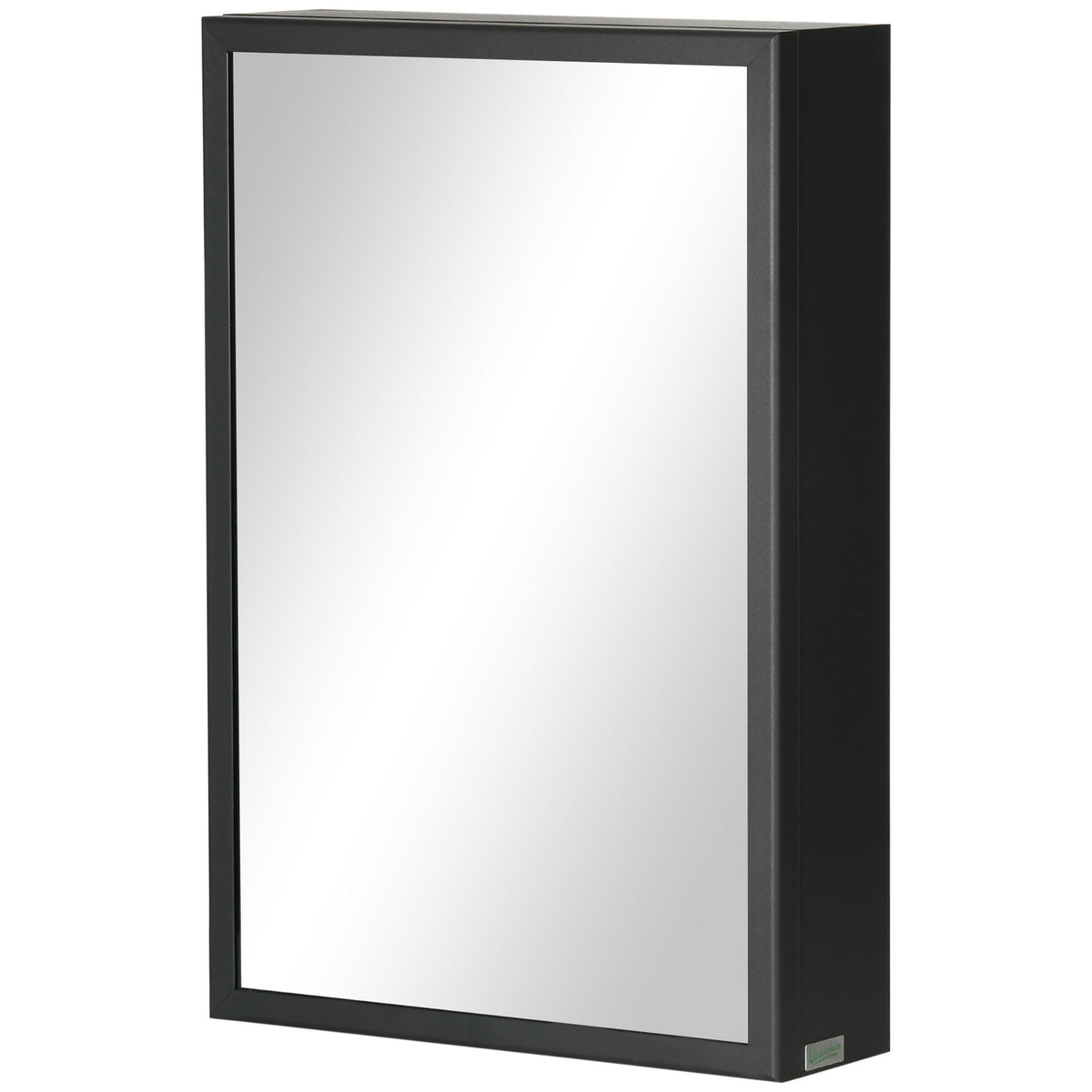 Armoire murale de salle de bain noire, miroir & rangement, 3 étages