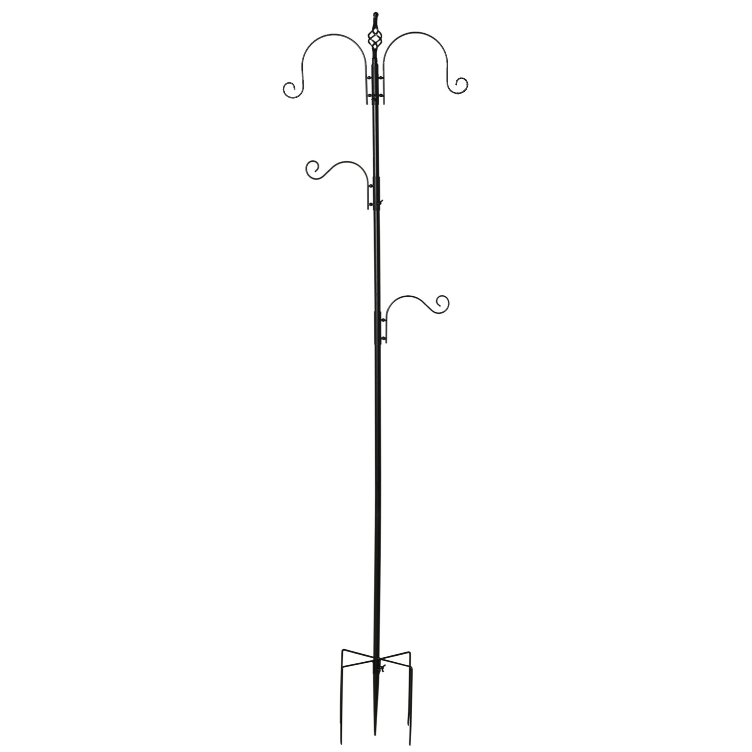 Svart fågelmatningsstation, 4 krokar, 54,5 x 208 cm