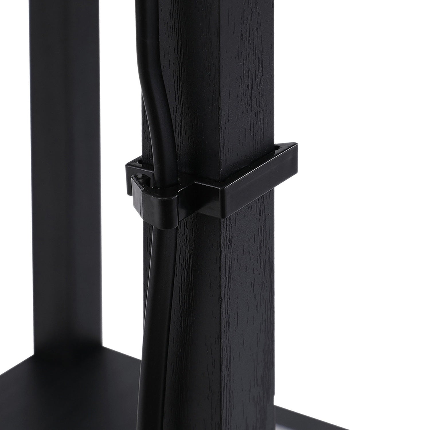 Svart trägolvlampa med hyllor, E27 sockel, 160cm