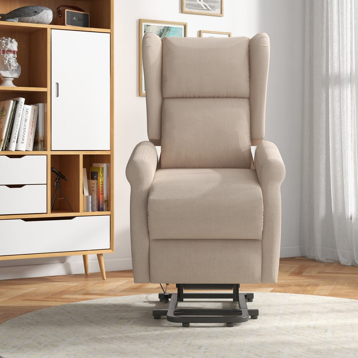 Fauteuil TV avec releveur électrique et inclinaison verrouillable, crème