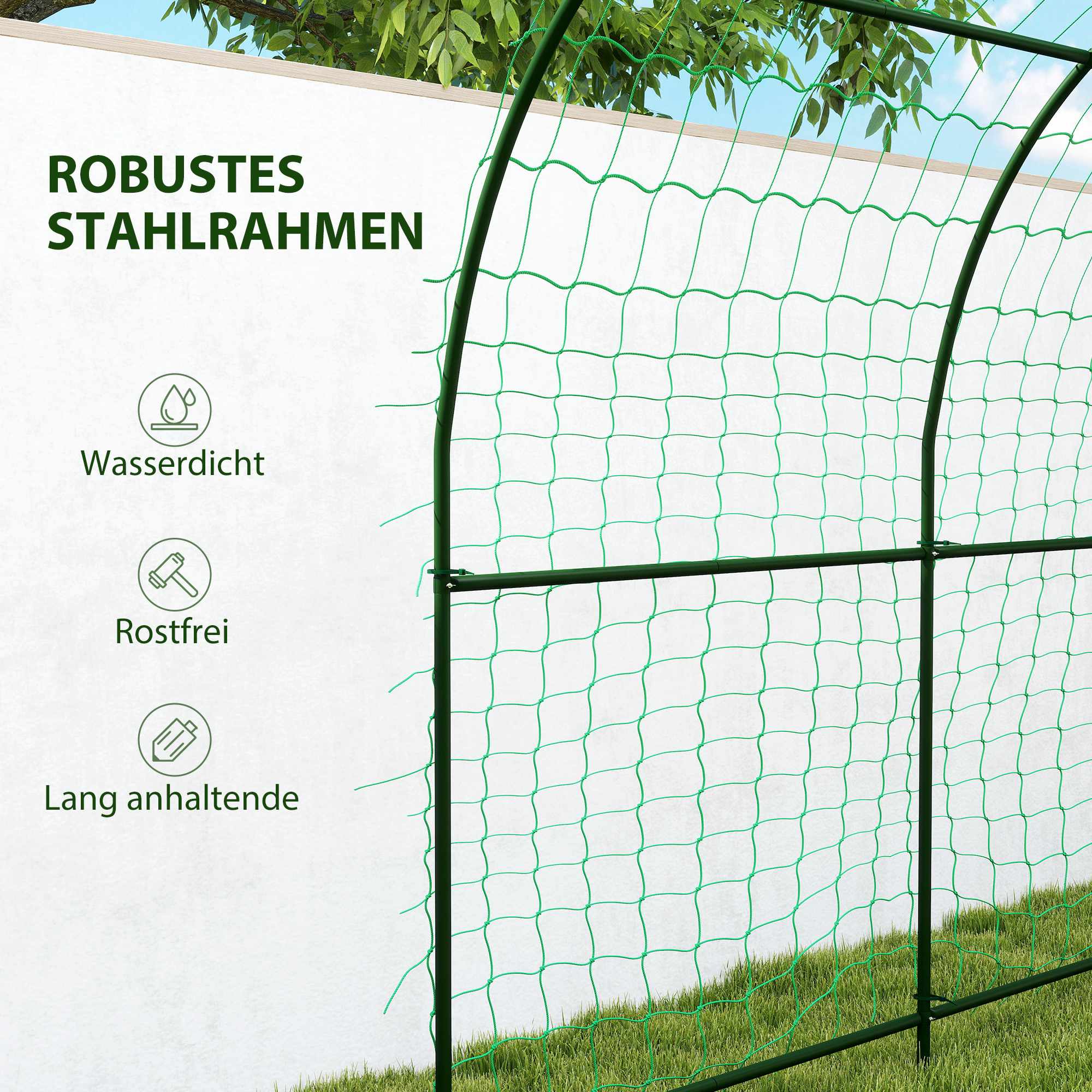 Tomatspaljébåge, stål, 216 cm, mörkgrön