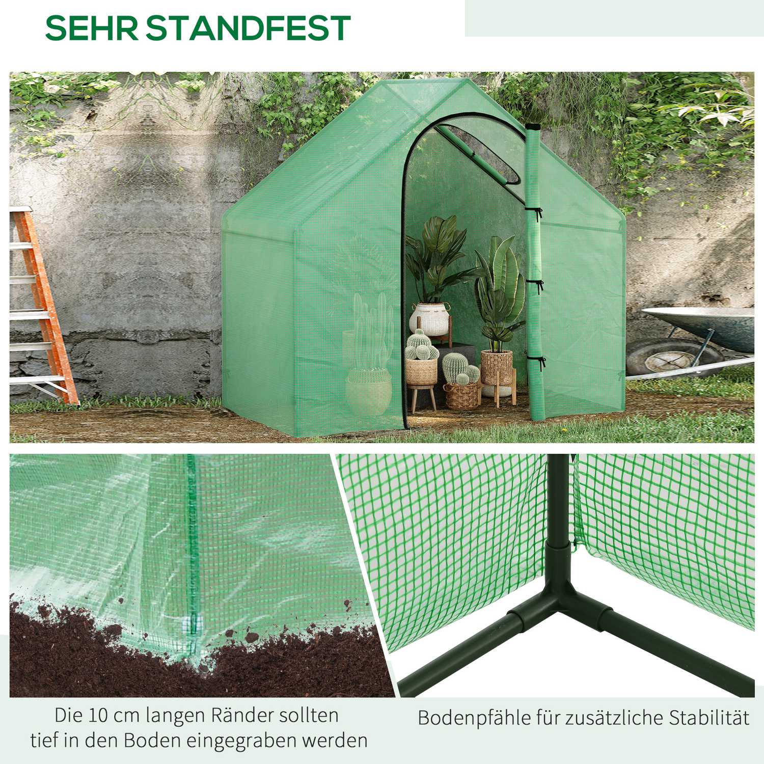 Tomatväxthus kall ram med fönster, dörr – stål, PVC, 180x100x168 cm