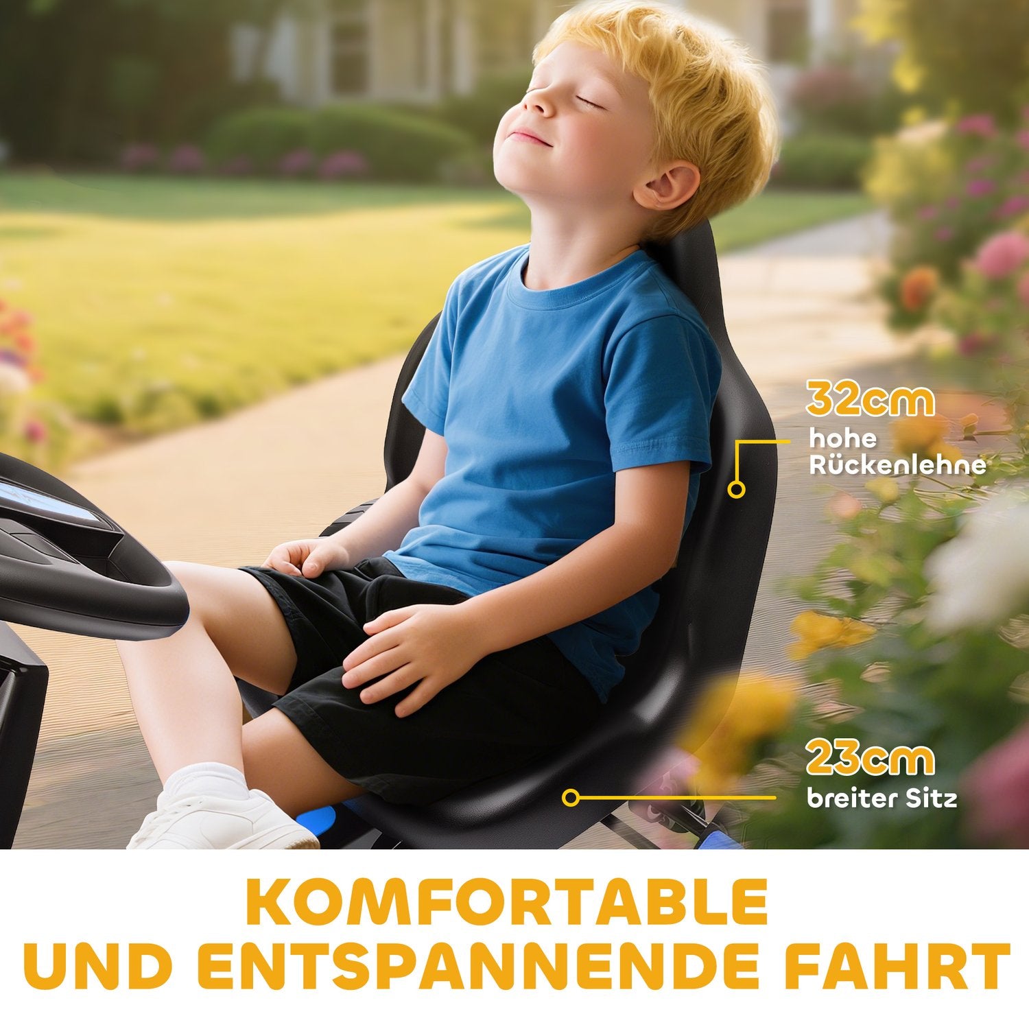 Trampgokart för barn, broms, halkfria hjul, 3-6 år