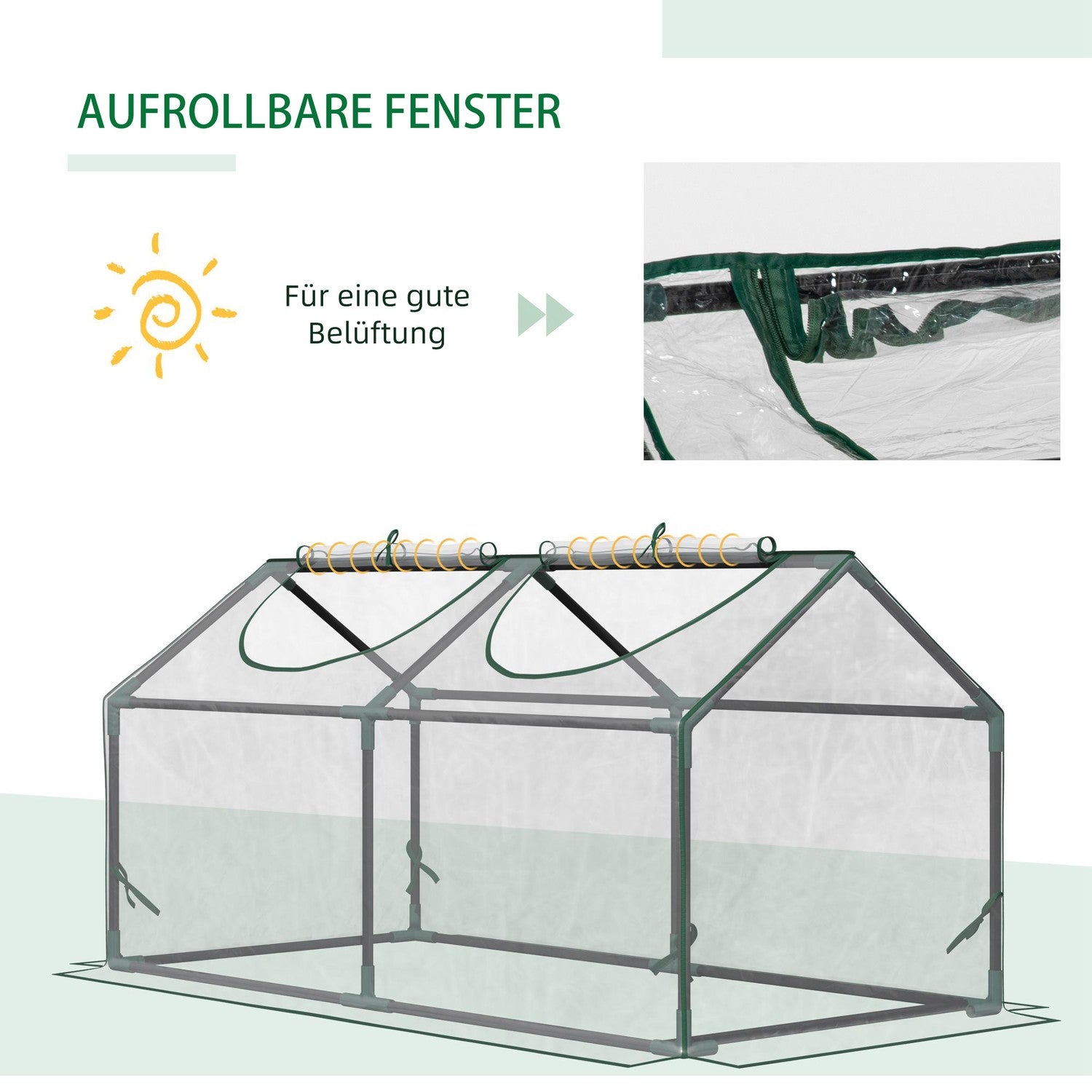 Transparent PVC-växthus med fönster – 120x60x60 cm