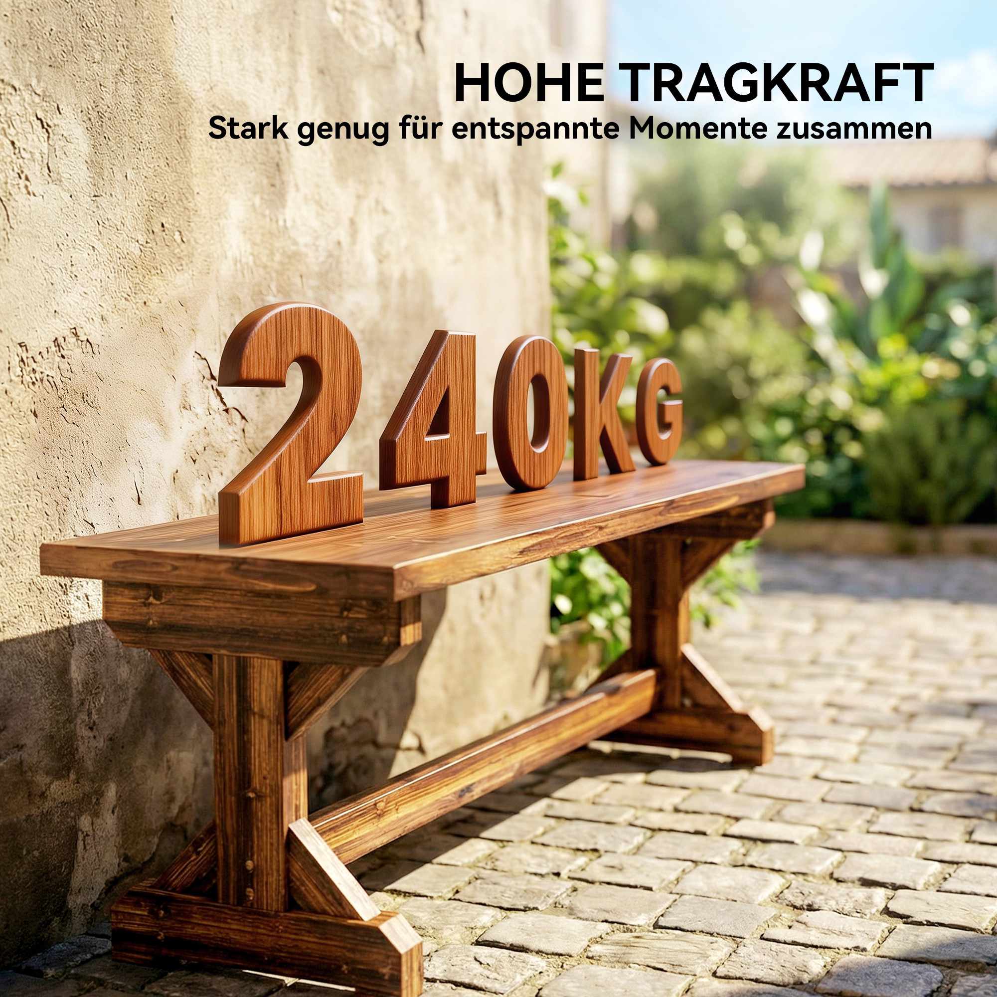 Träbänk för utomhusbruk, gran, 2-sits, 240 kg kapacitet