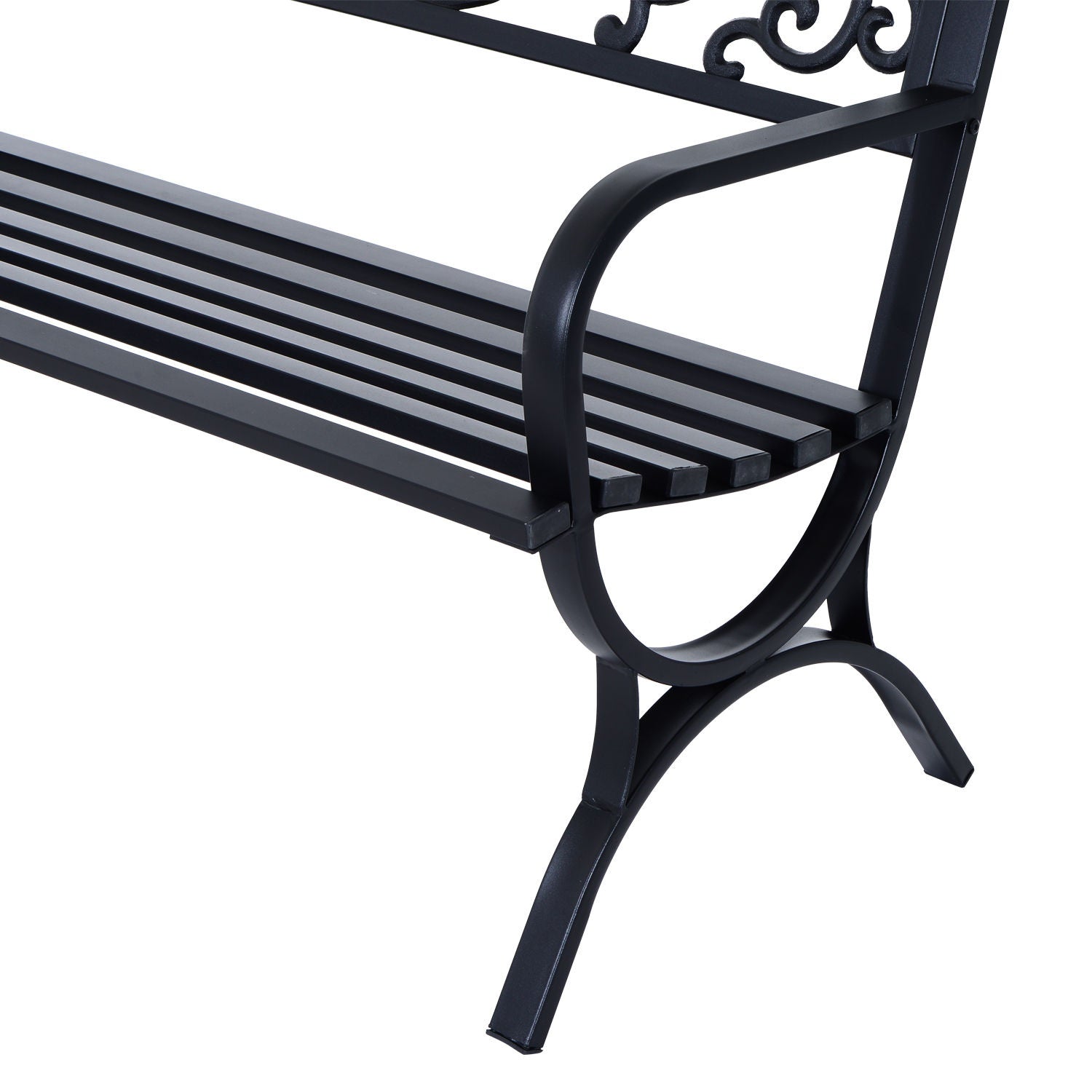 Trädgårdsbänk i metall, 2-sits, svart, 127x60x85 cm