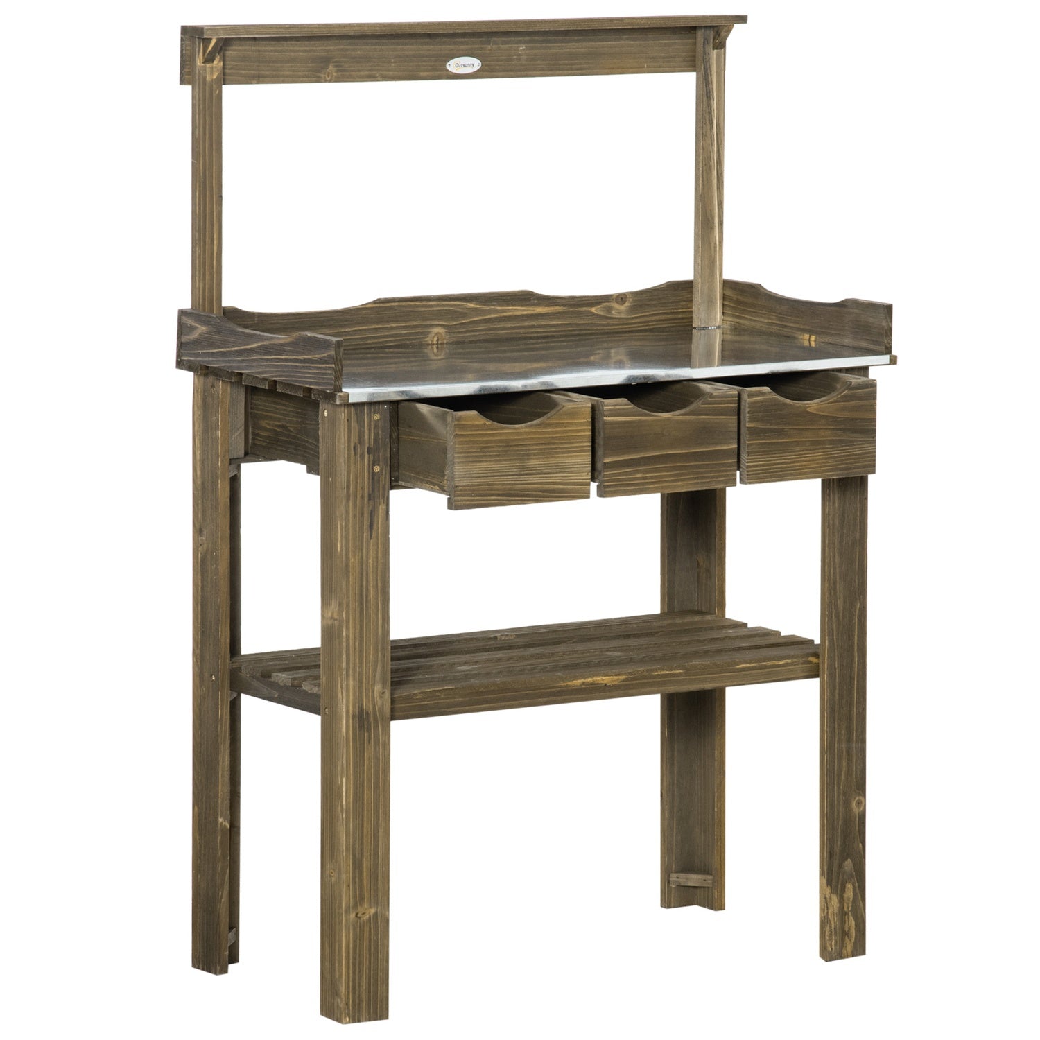 Trädgårdsbord med 3 lådor & krokar, 78x38x112 cm