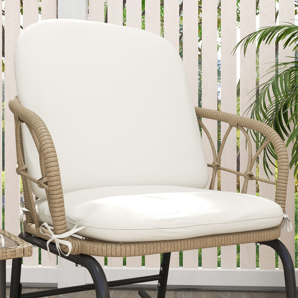 Set de chaises à bascule de jardin avec coussins – 3 pièces