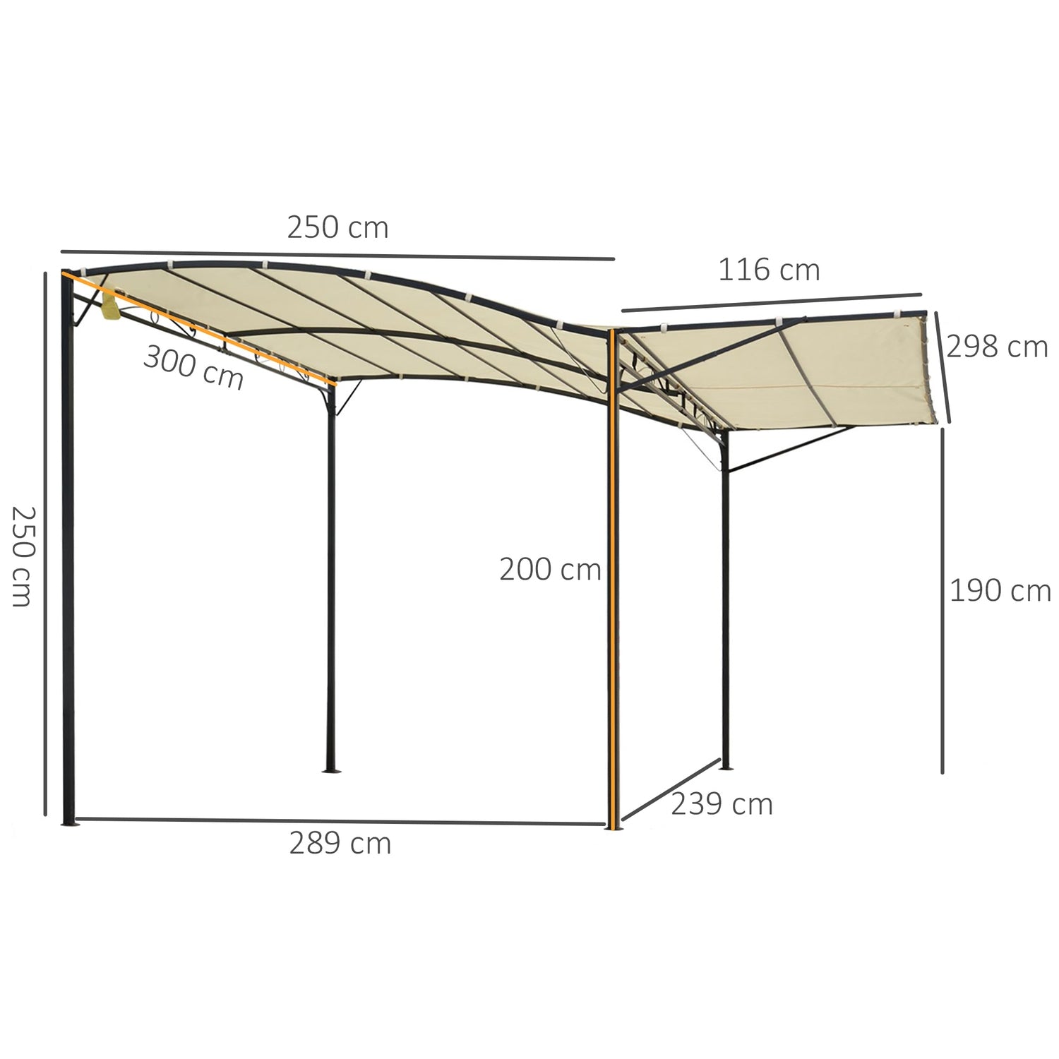 Trädgårdslusthus med UV-skydd, stål & polyester 3x2,5m