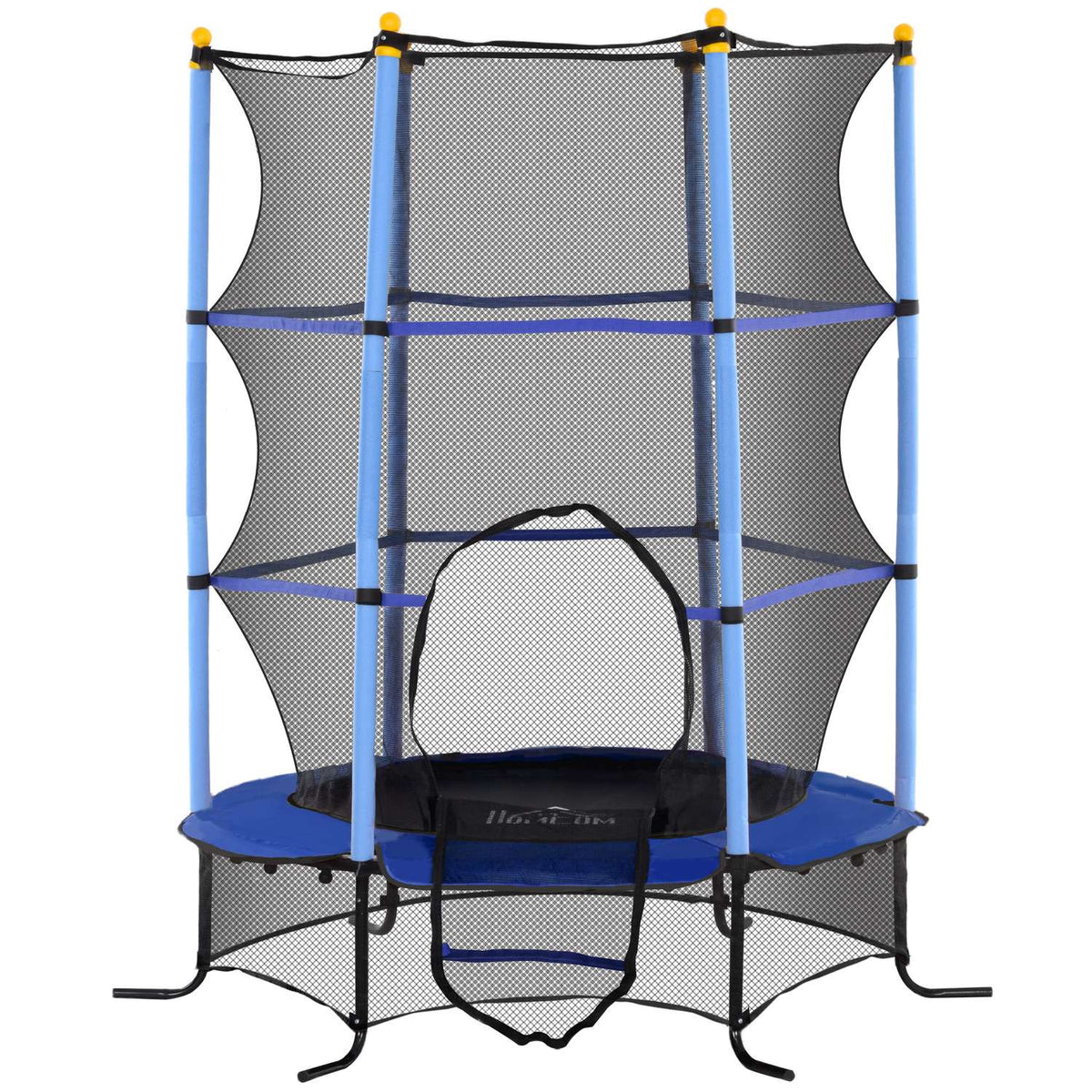 Trampoline de jardin pour enfant, Ø163 cm, filet de sécurité, bleu