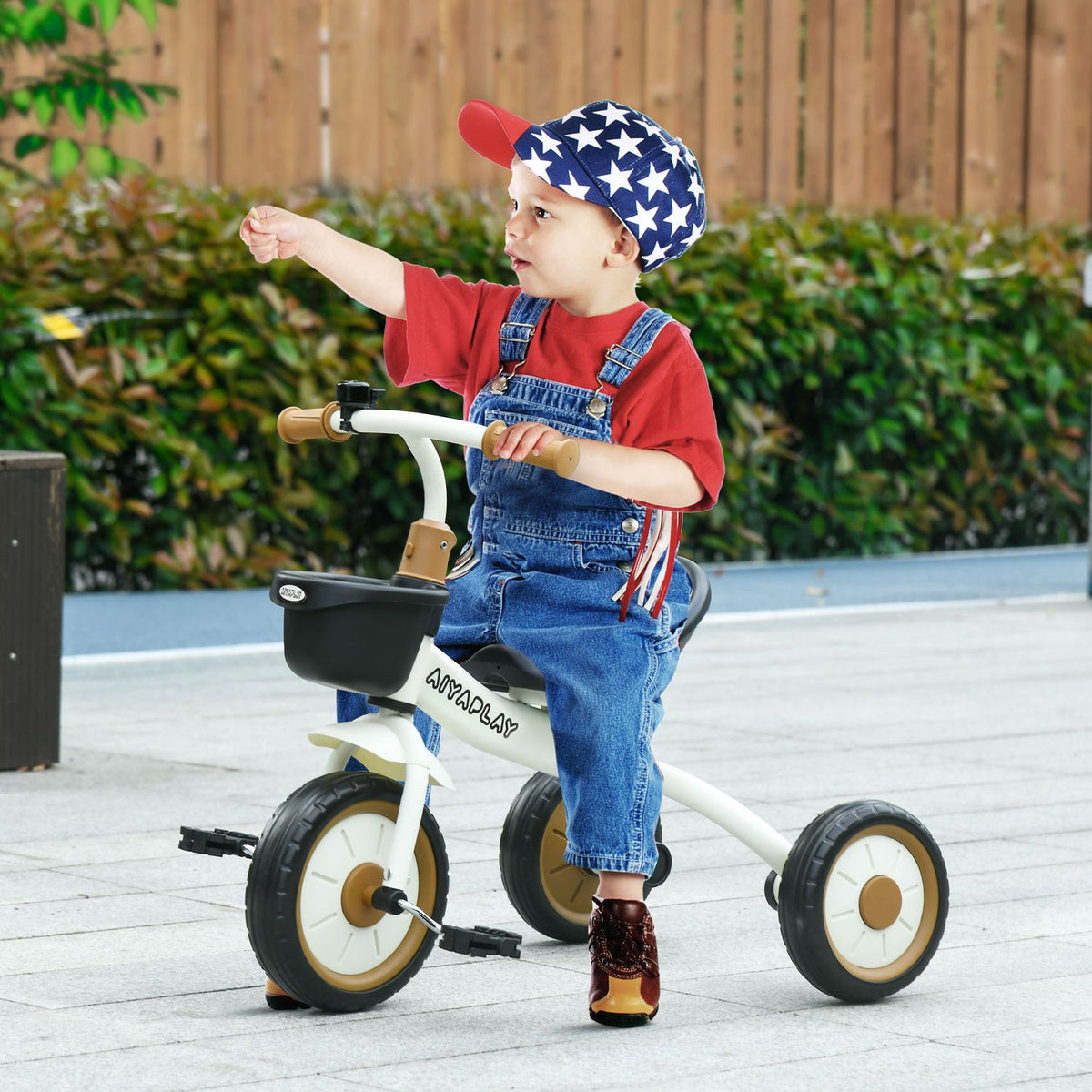 Trehjuling för barn, justerbar sits och korg, 2-5 år
