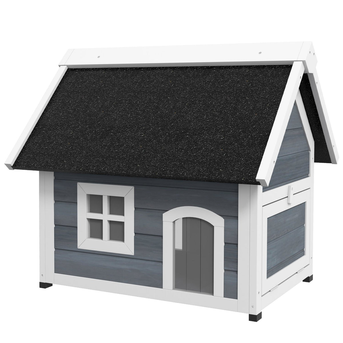 Maison à chat en bois, résistant aux intempéries, toit à charnières, gris