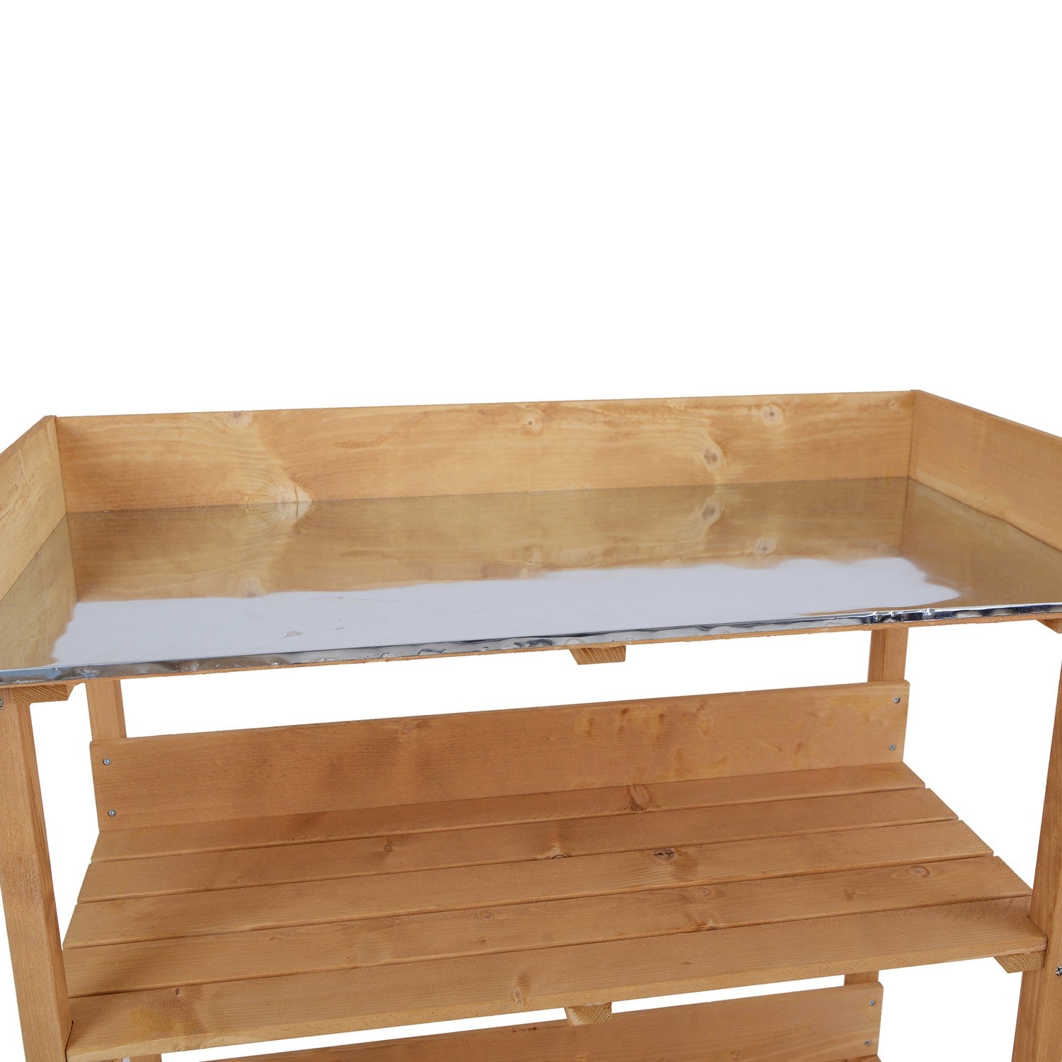 Trä och metall växtbord - slitstark trädgårdsarbetsstation