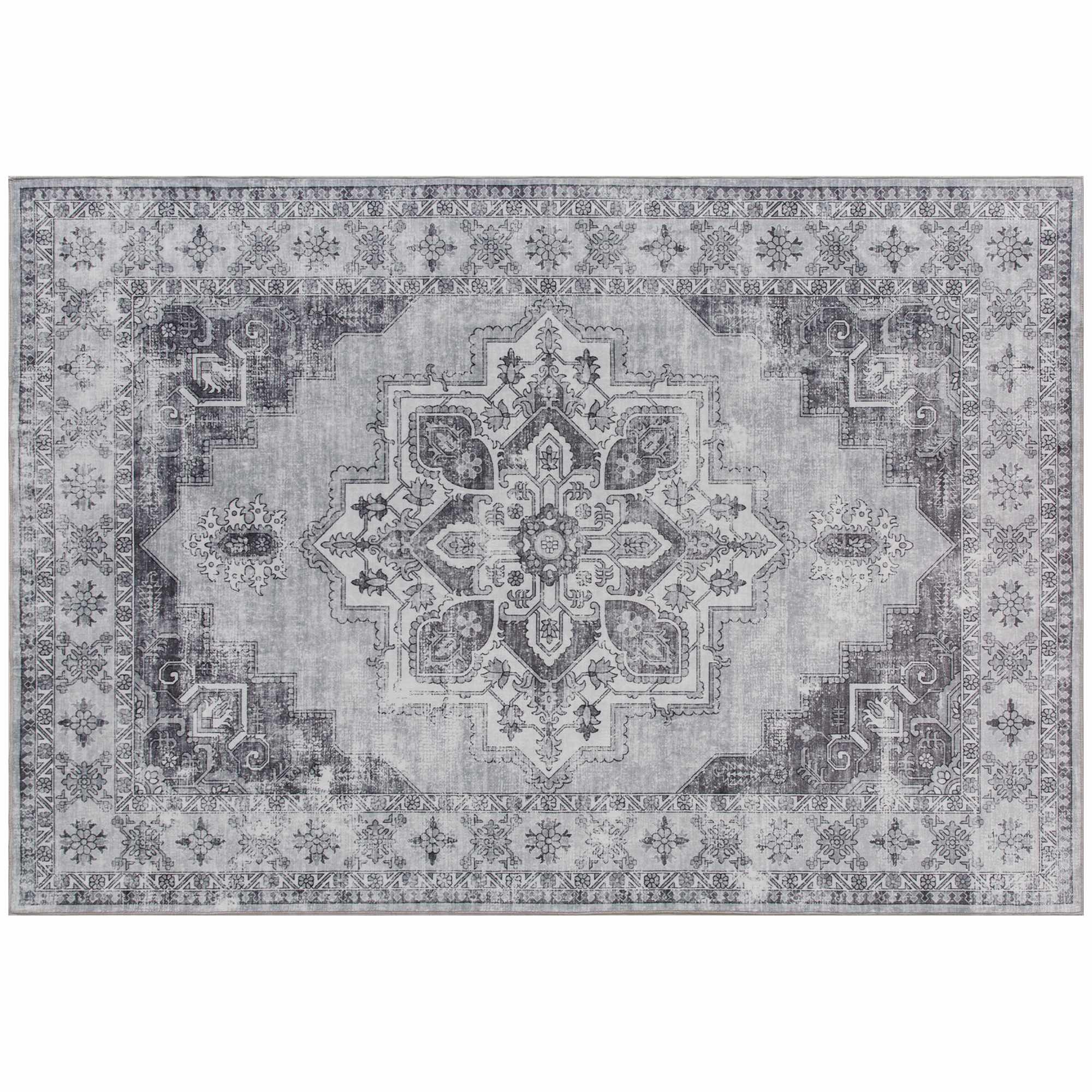 Tvättbar halkfri flanellmatta, 230x160cm, grå