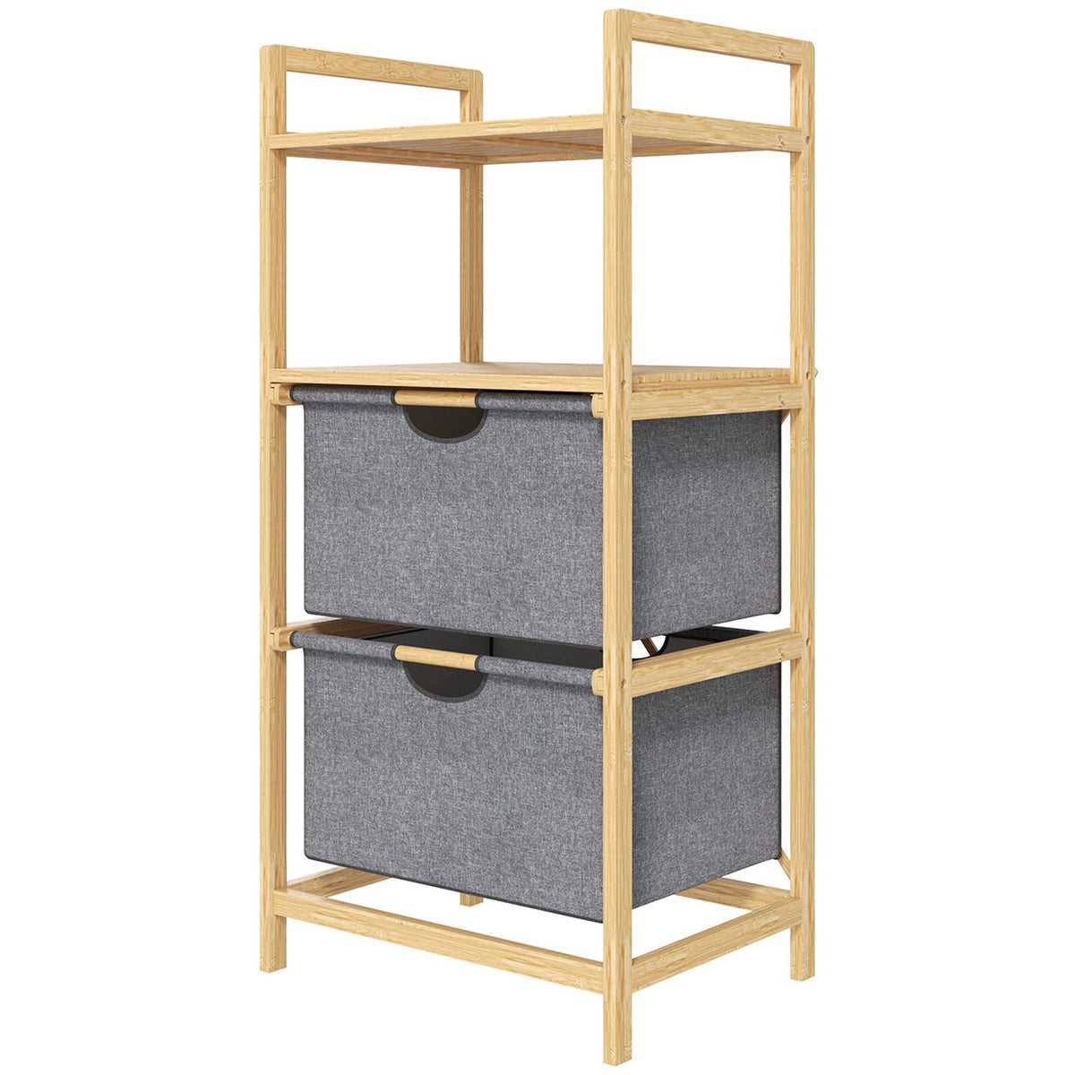 Panier à linge en bambou avec 2 paniers en tissu, 35,4 L, naturel