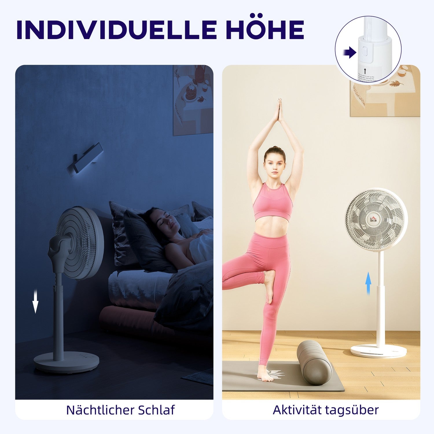 Tyst piedestalfläkt med fjärrkontroll, 12 hastigheter, viloläge