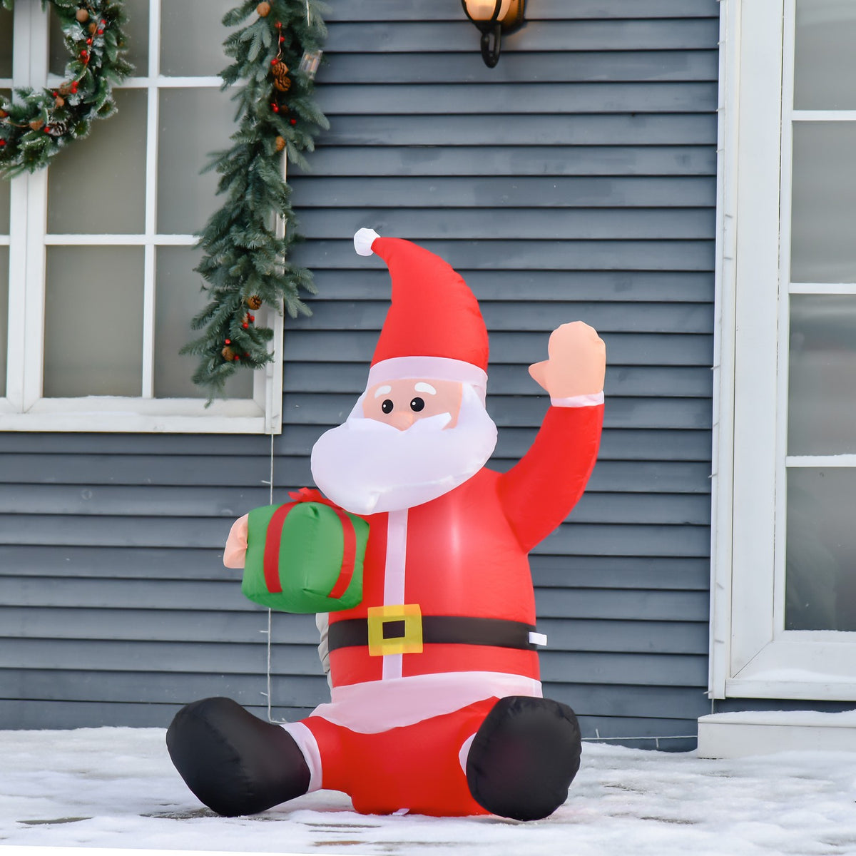Uppblåsbar jultomte juldekoration med LED-ljus