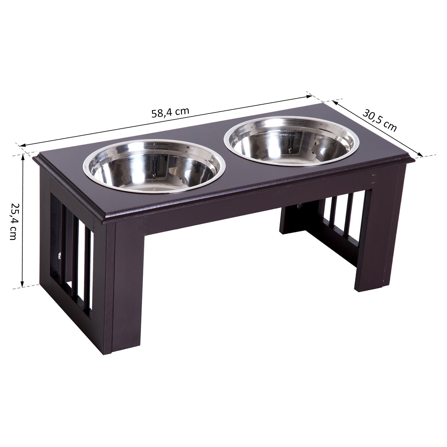 Upphöjd hundskålstativ – rostfritt stål, 23""x12""x10""
