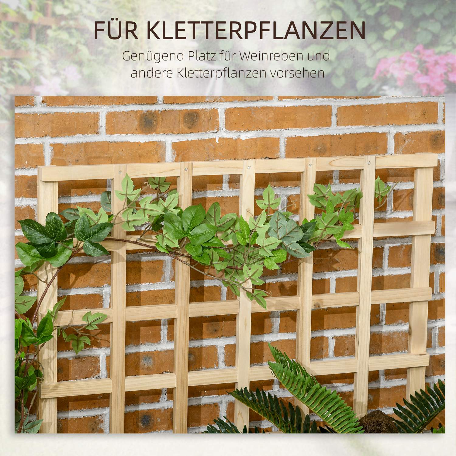 Upphöjd planteringslåda i trä med spaljé – 95 x 95 x 110 cm