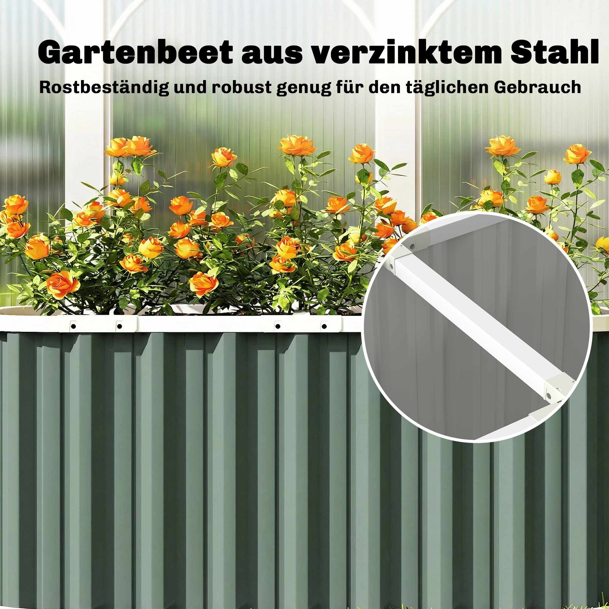Upphöjd trädgårdsbädd, 61 cm djup, galvaniserat stål