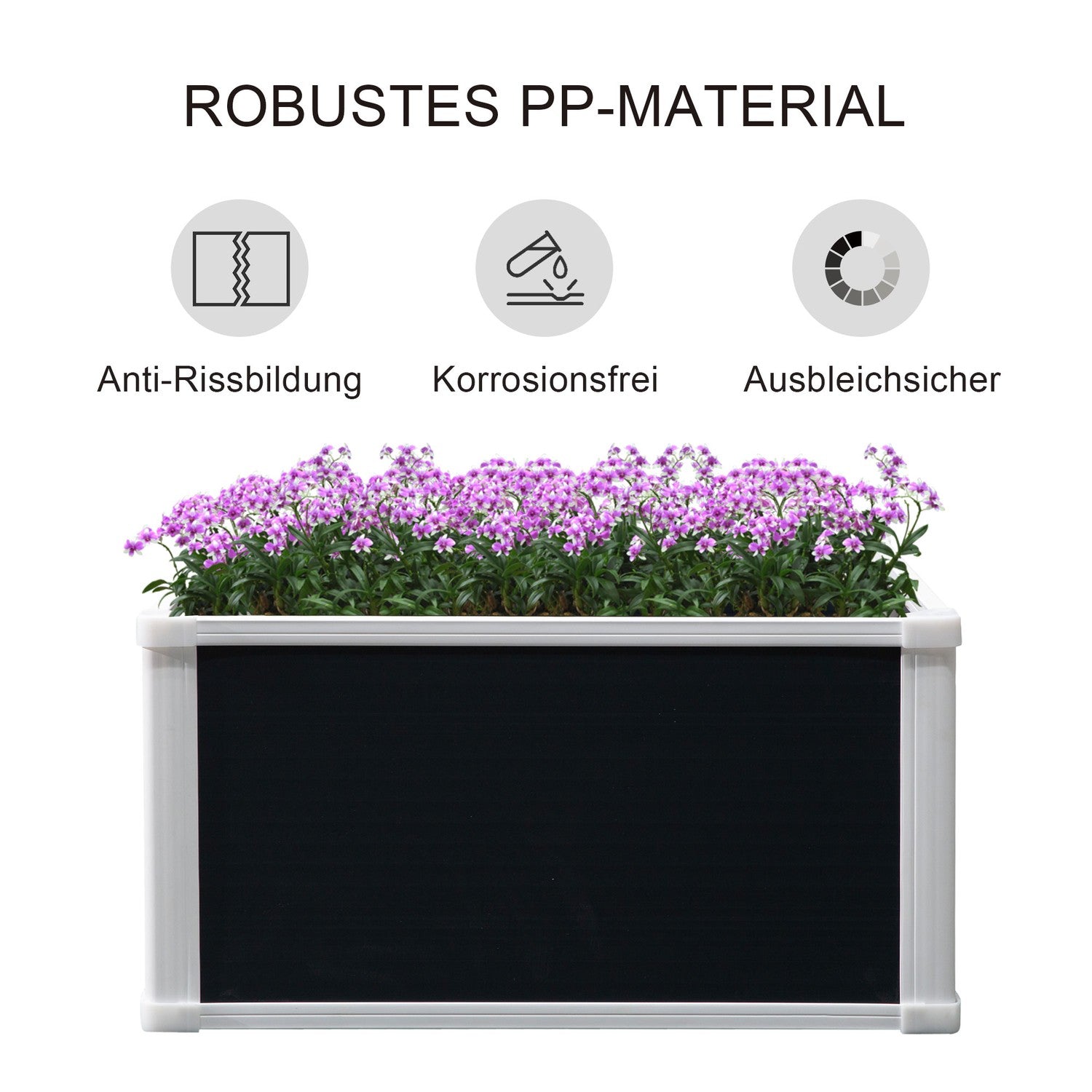 Upphöjd trädgårdssäng i plast med dränering, 60x60x30 cm
