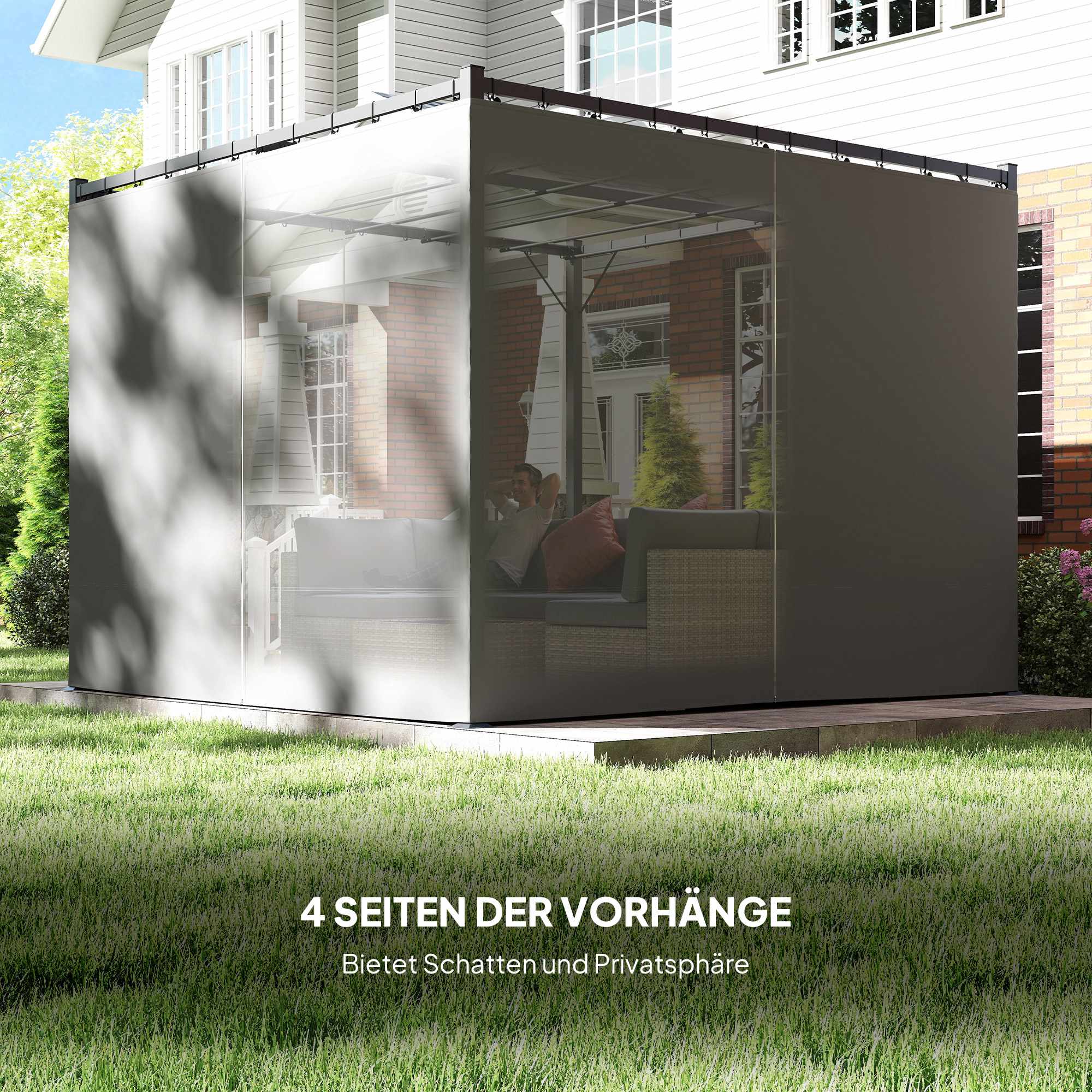 Utdragbar fristående terrassmarkis, metallram, 300x300 cm
