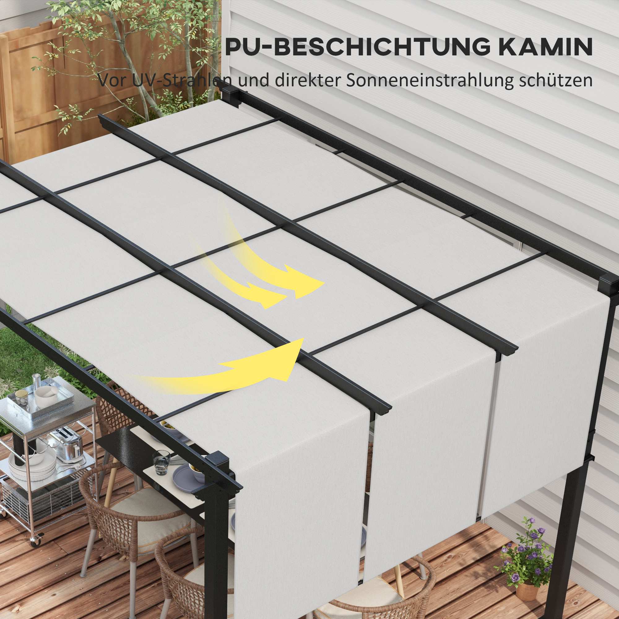 Utdragbar pergola 3x3,5m, stålram, UV-skydd