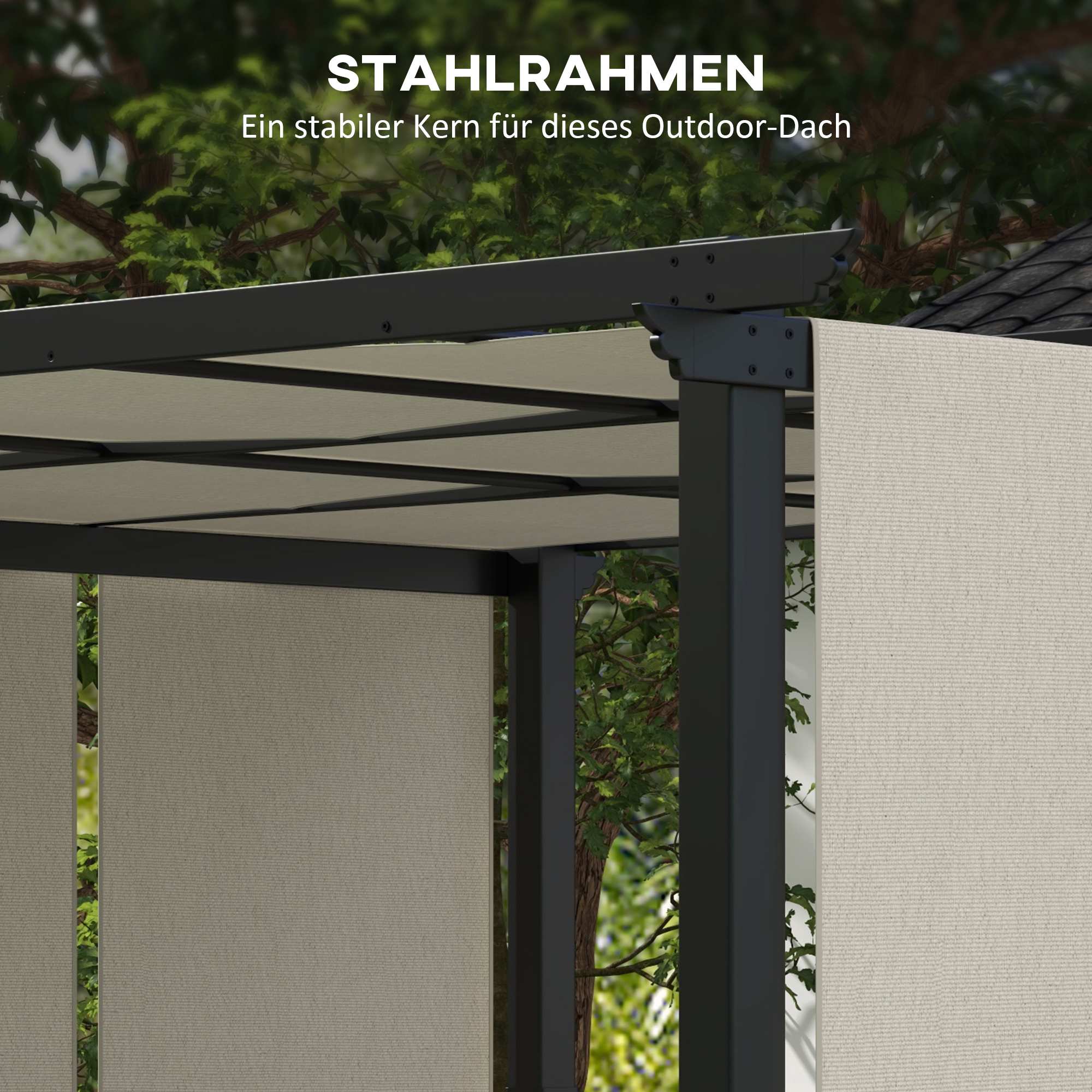 Utdragbar pergola 3x3,5m, stålram, UV-skydd
