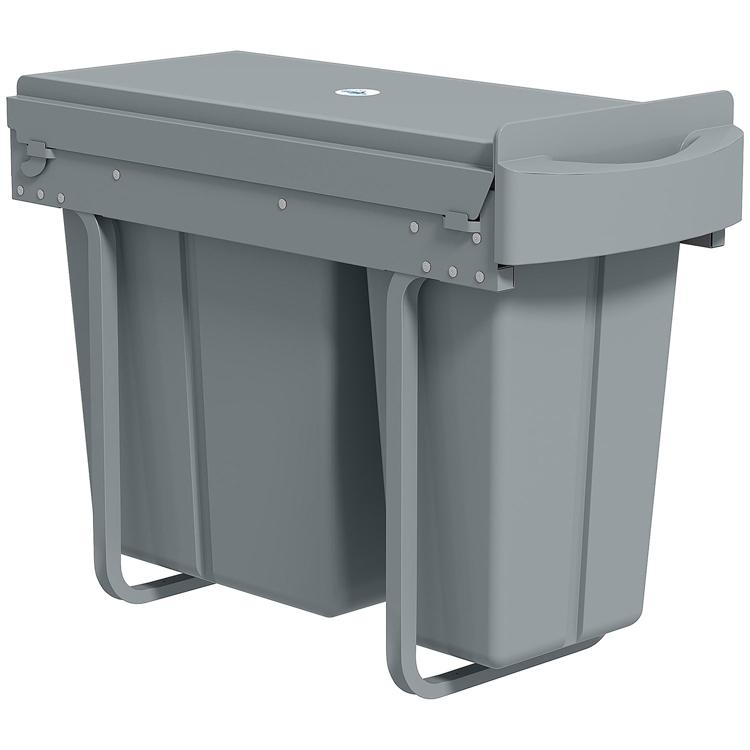 Utdragbar soptunna för kök, 2 avtagbara hinkar, 30 l, metall