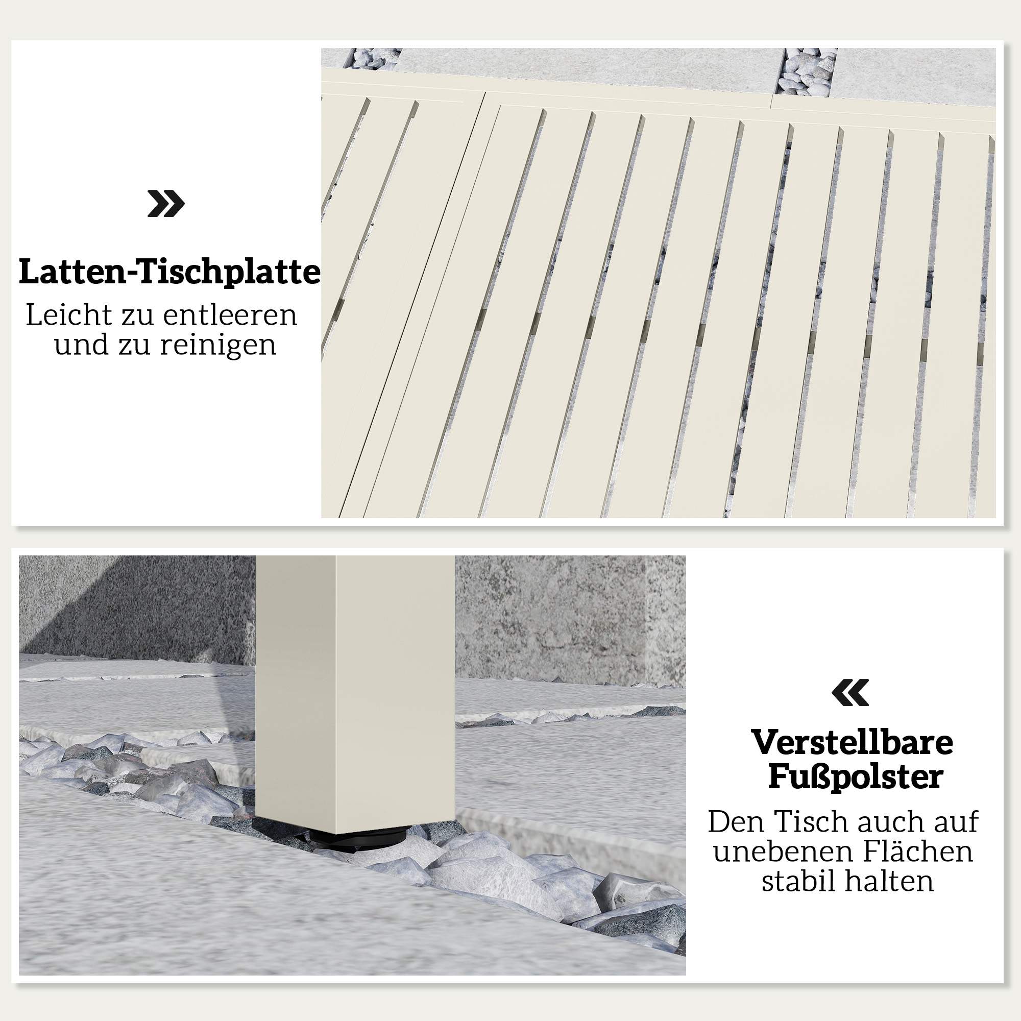 Utdragbart matbord i aluminium för 6-8 personer