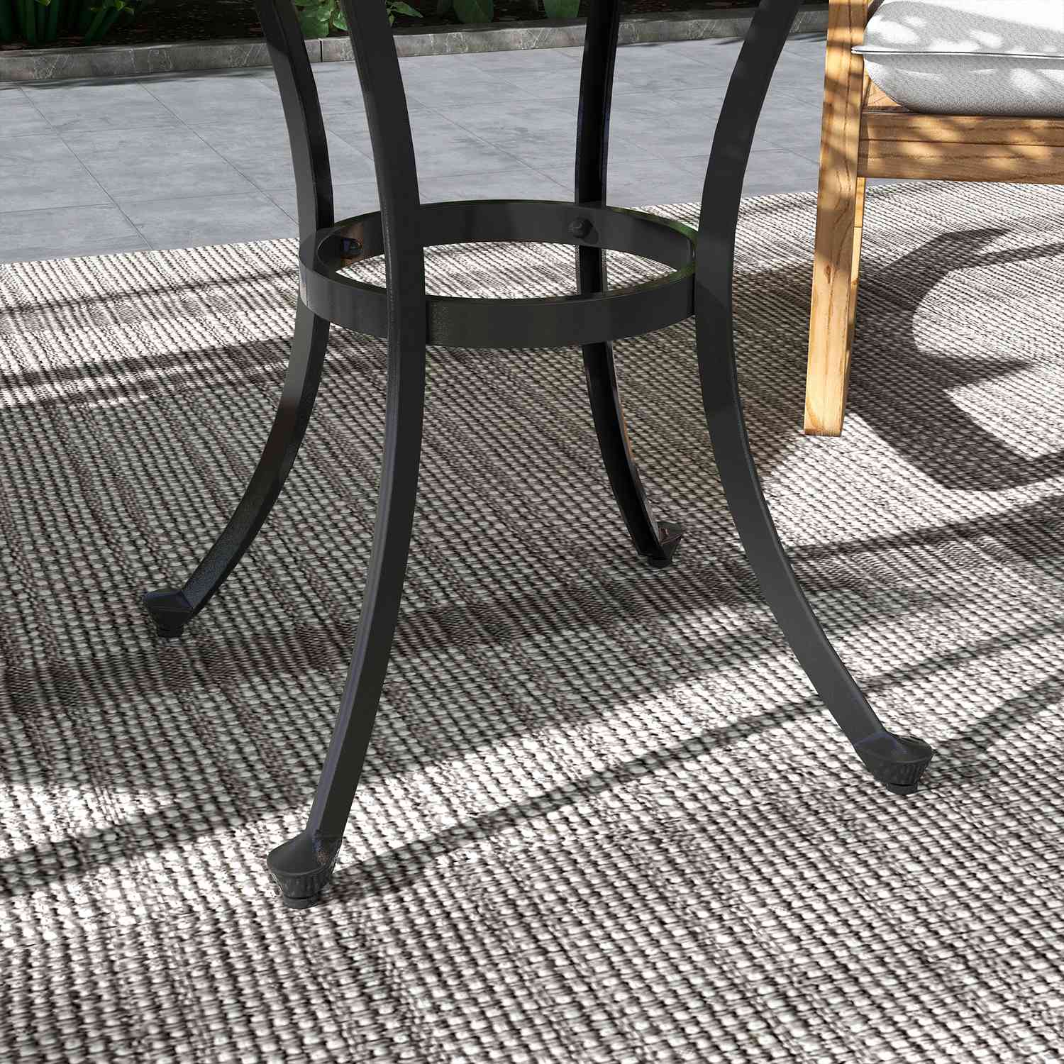 Uteplatsbord i svart aluminium, 60x60x53 cm, 50 kg kapacitet