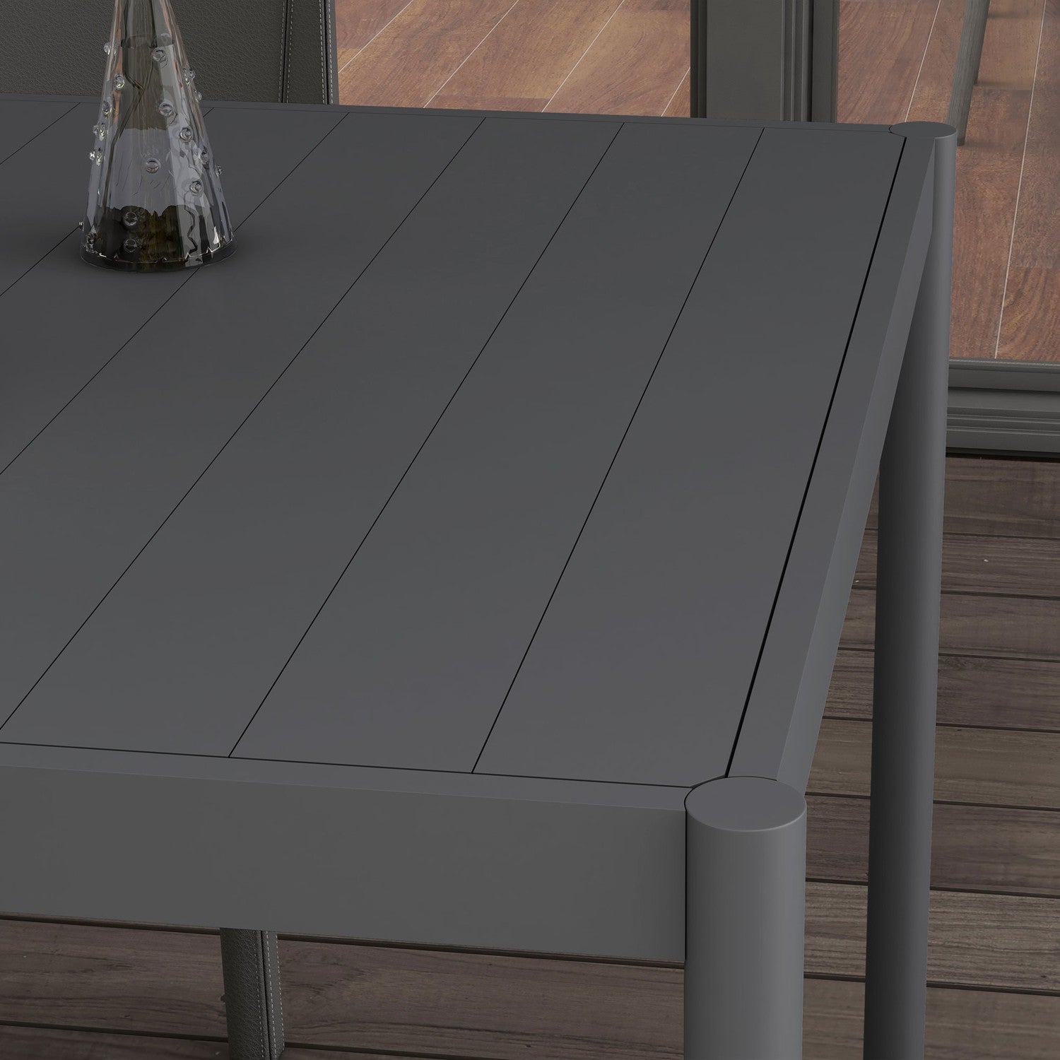 Uteplatsmatbord i aluminium för 6, mörkgrå, 145x90x74 cm