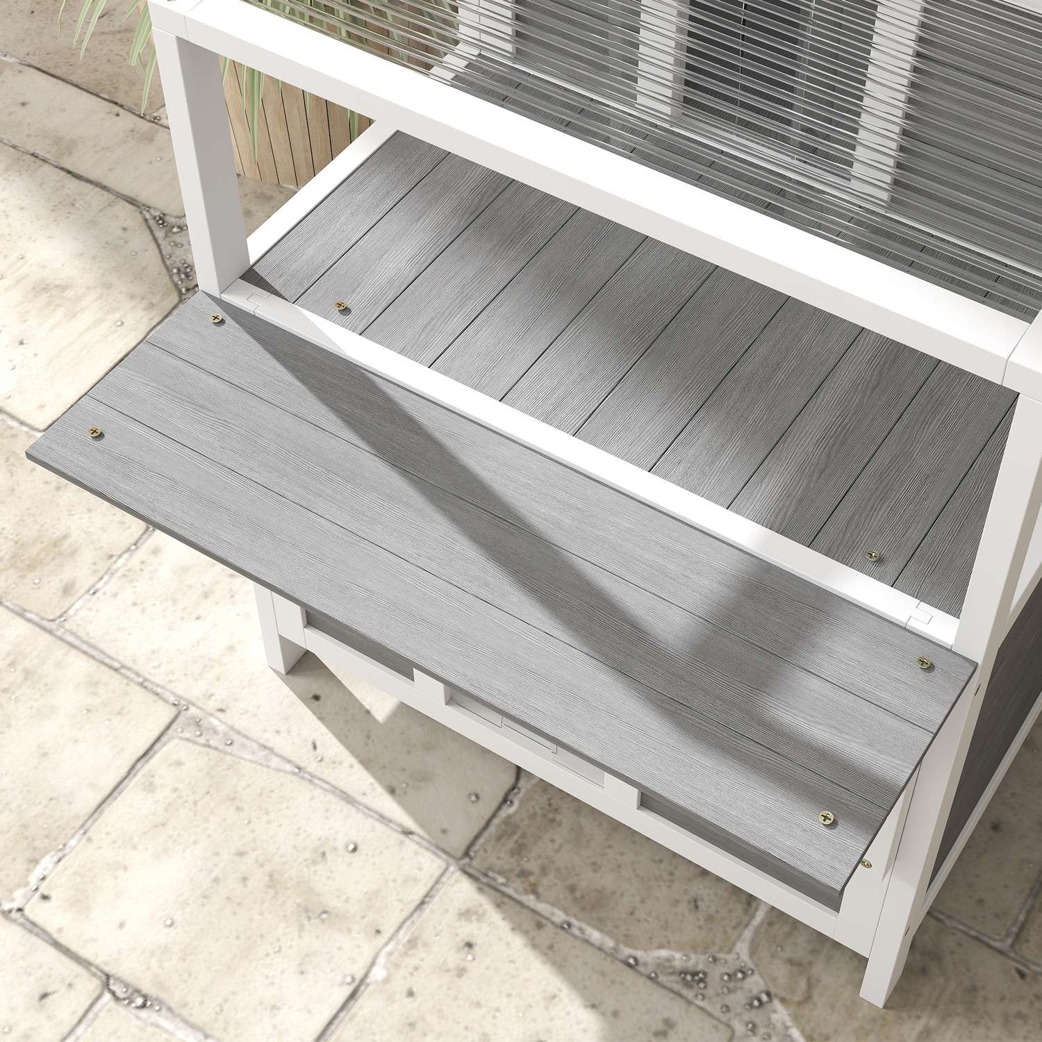 Utomhus Gran Wood Cat House med balkong, 64 x 87 x 76 cm