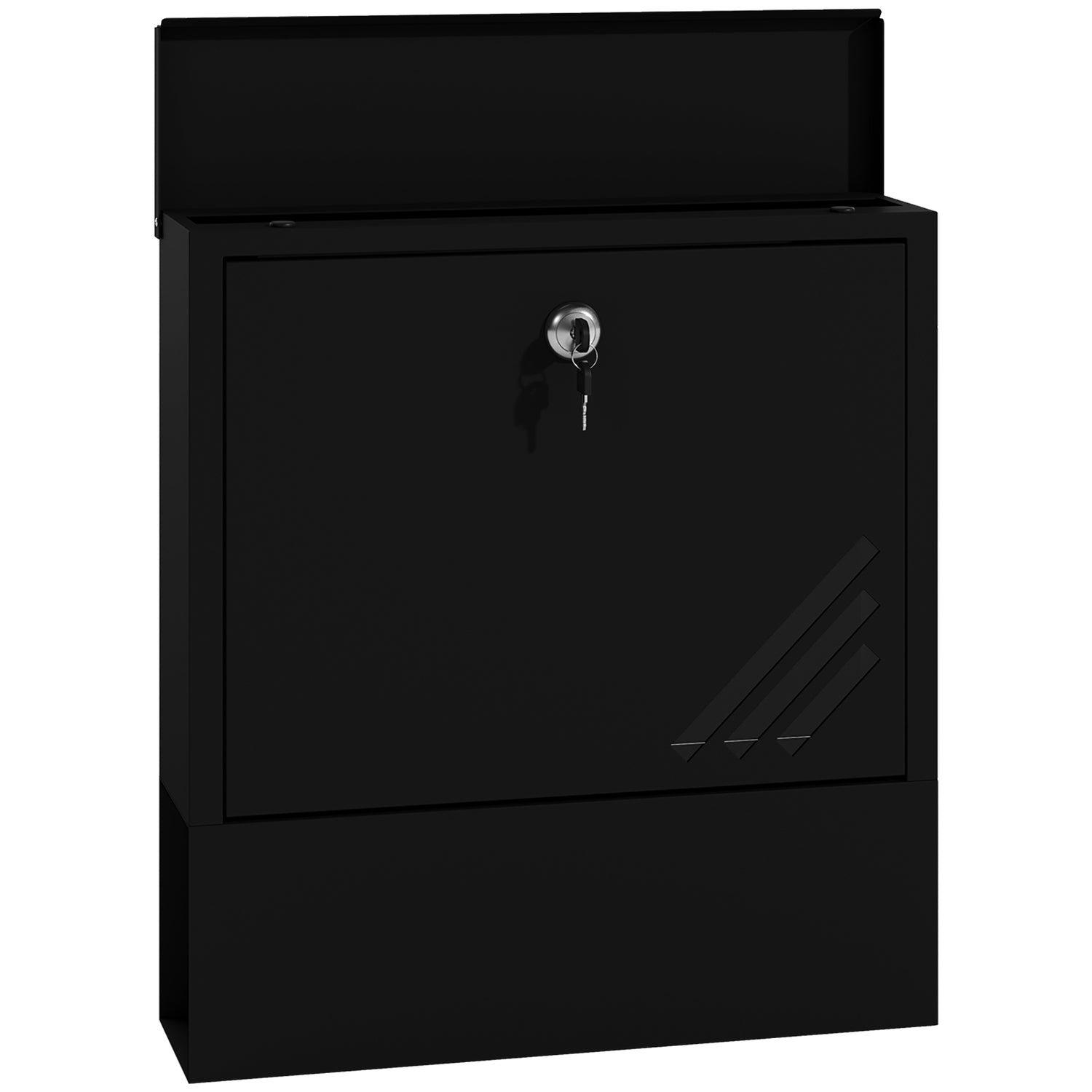 Utomhusbrevlåda i metall med lås, mörkgrå, 30x8,5x32,5 cm