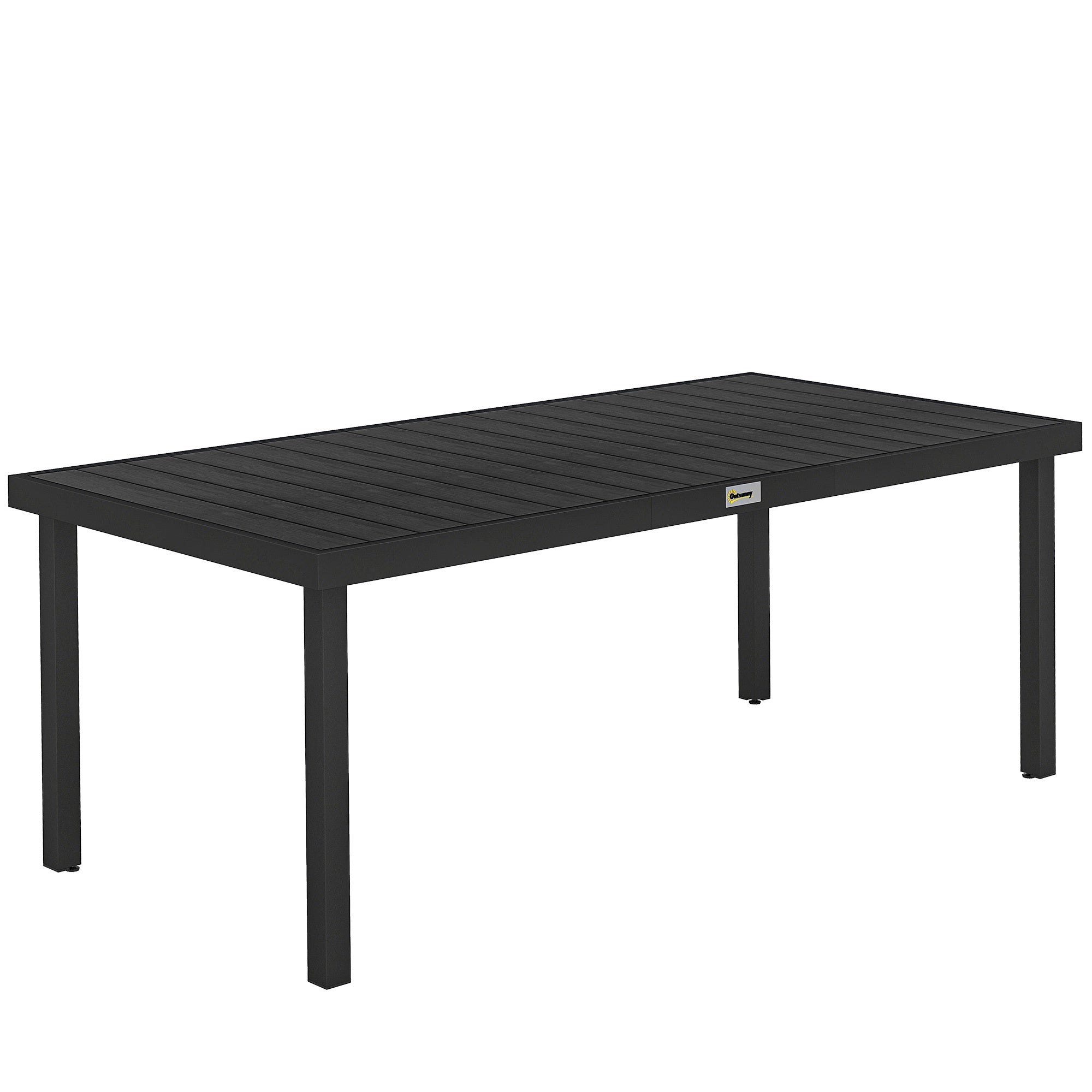 Utomhusmatbord, svart, 190 x 90 x 74 cm, plats för 8