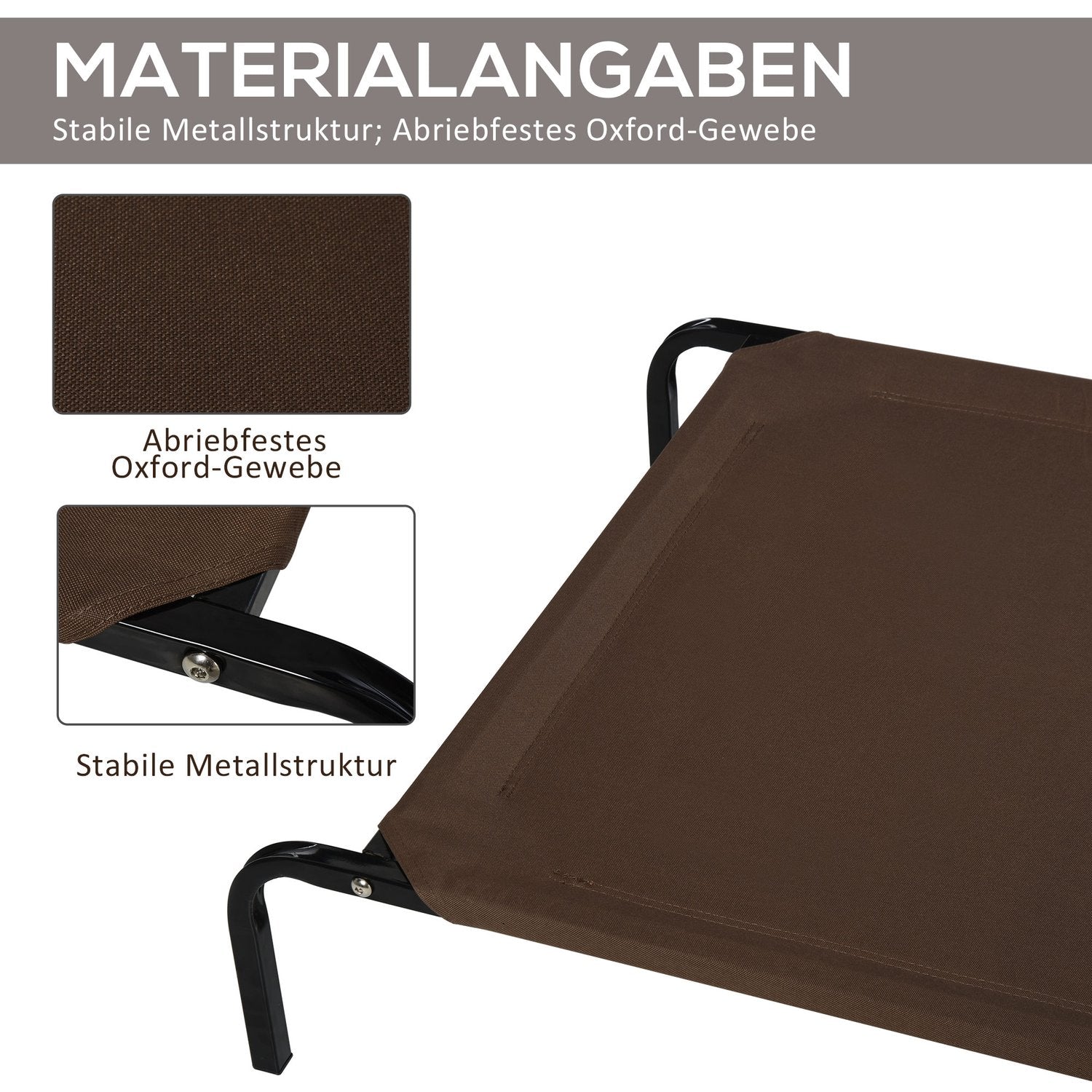 Utomhussäng för husdjur - Meshtyg, metallram, 130x80x20 cm
