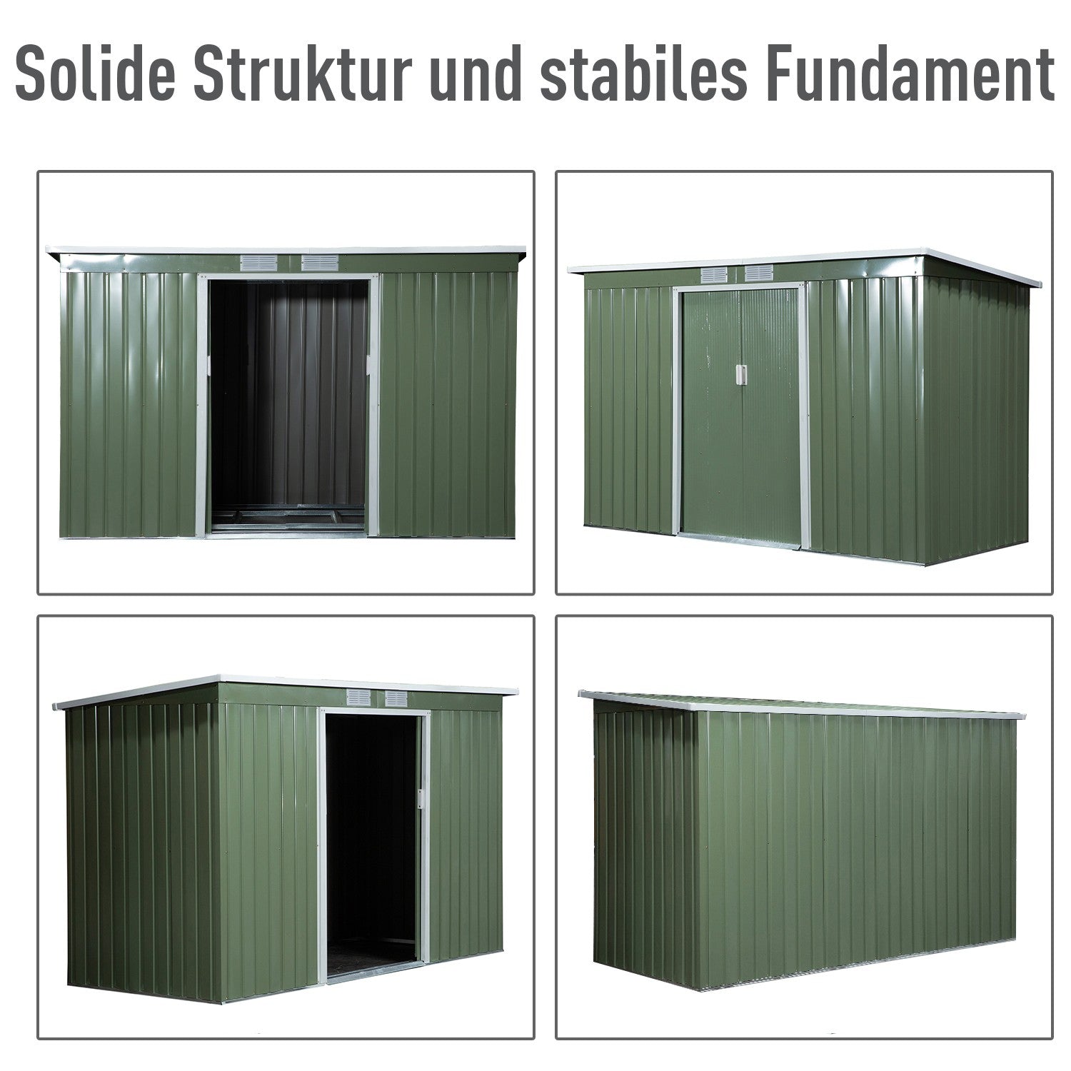Utomhusstål trädgårdsskjul, skjutdörr, ventilationsfönster